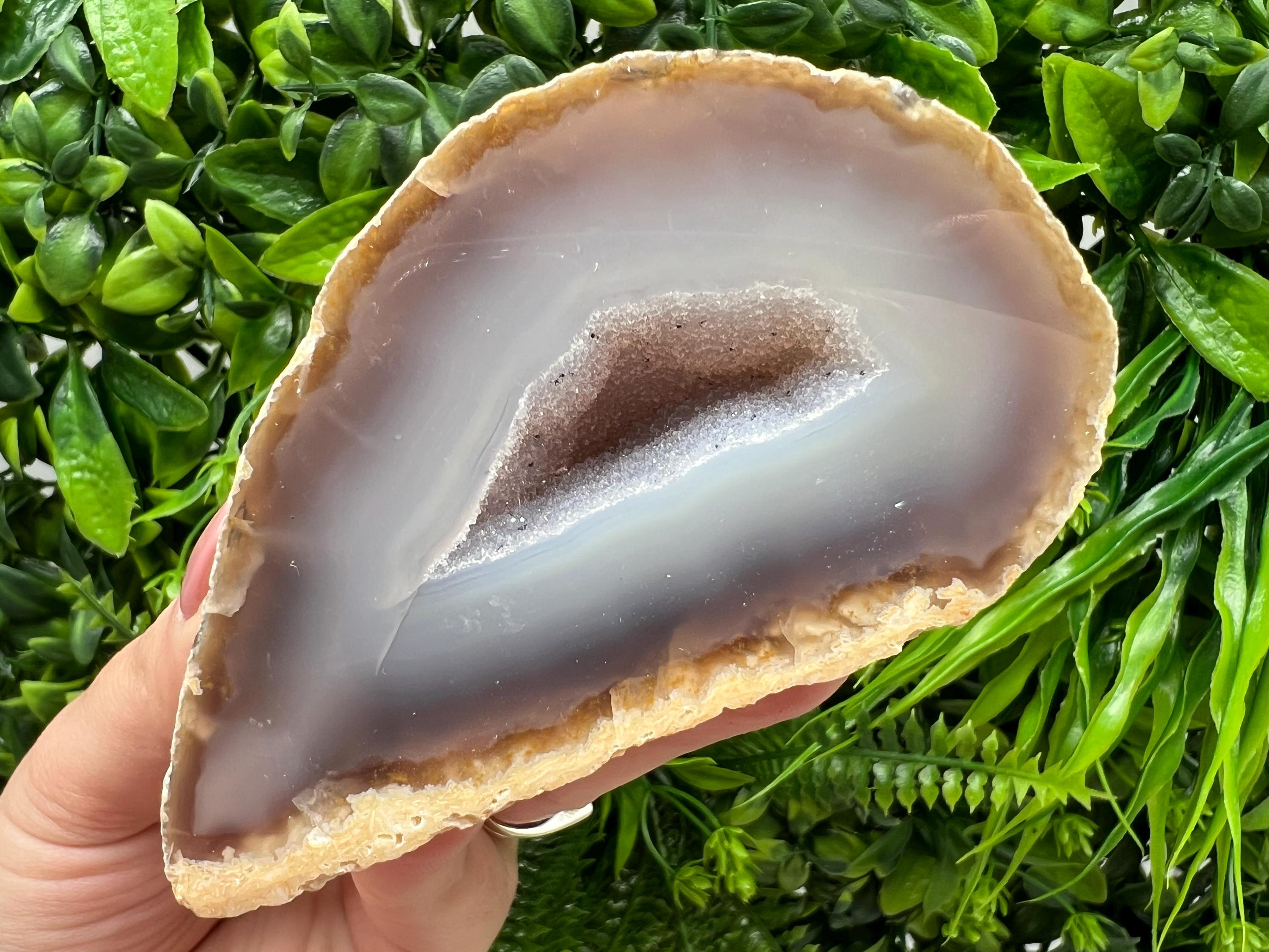 Blue Agate Druzy Geode, Natural Crystal Quartz