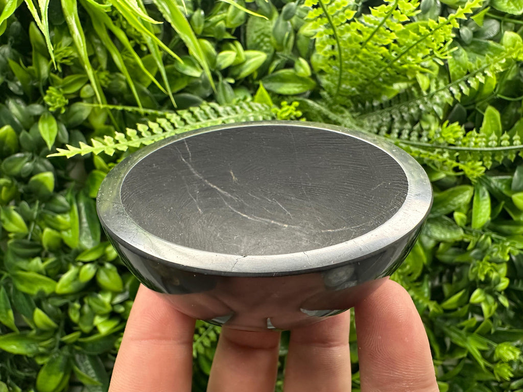 Polished Shungite Bowl (8cm): EMF Protection, Chakra Stone