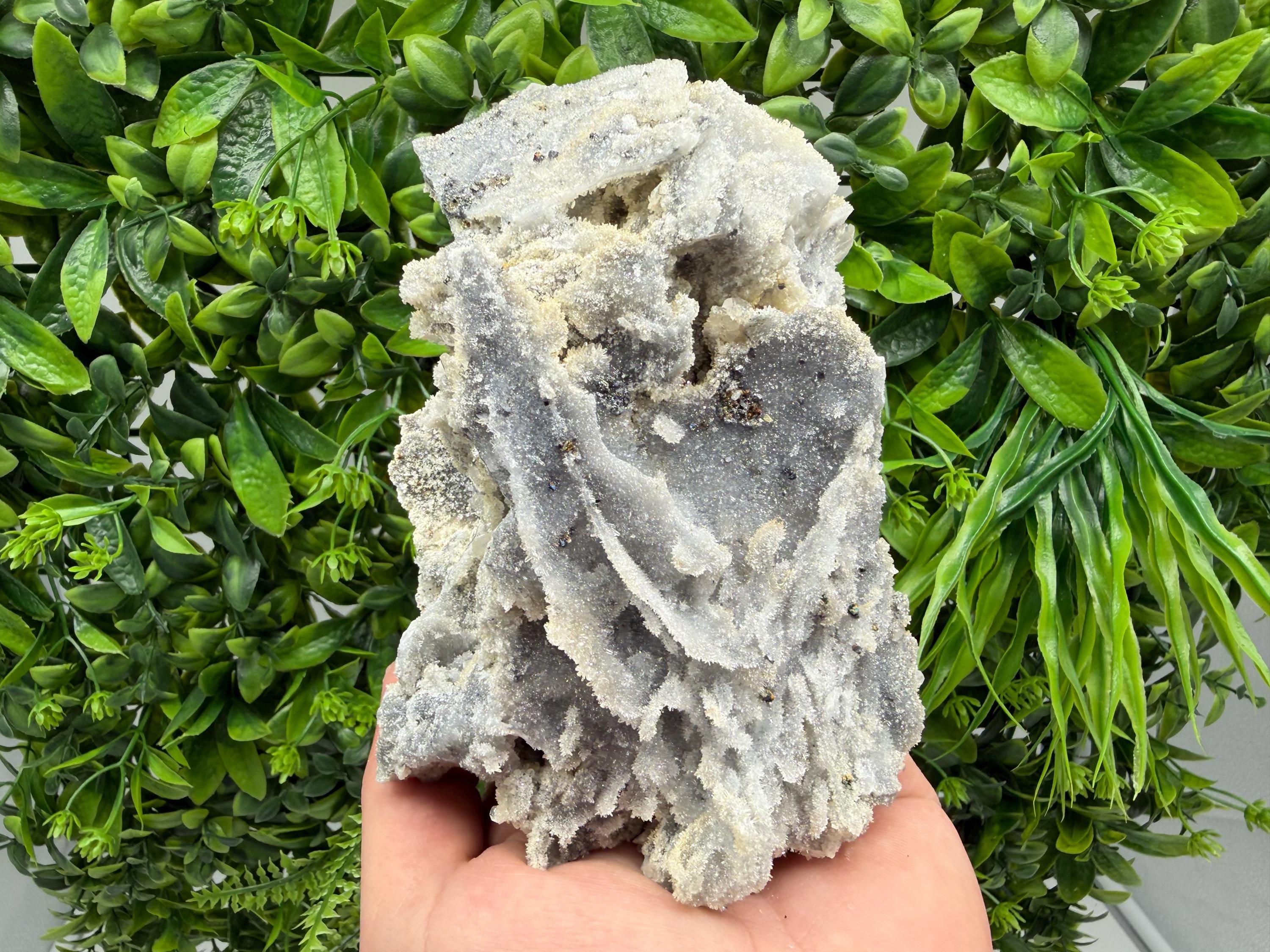 Chalcedony Quartz Cluster with Chlorite - Bulgaria Mineral Specimen