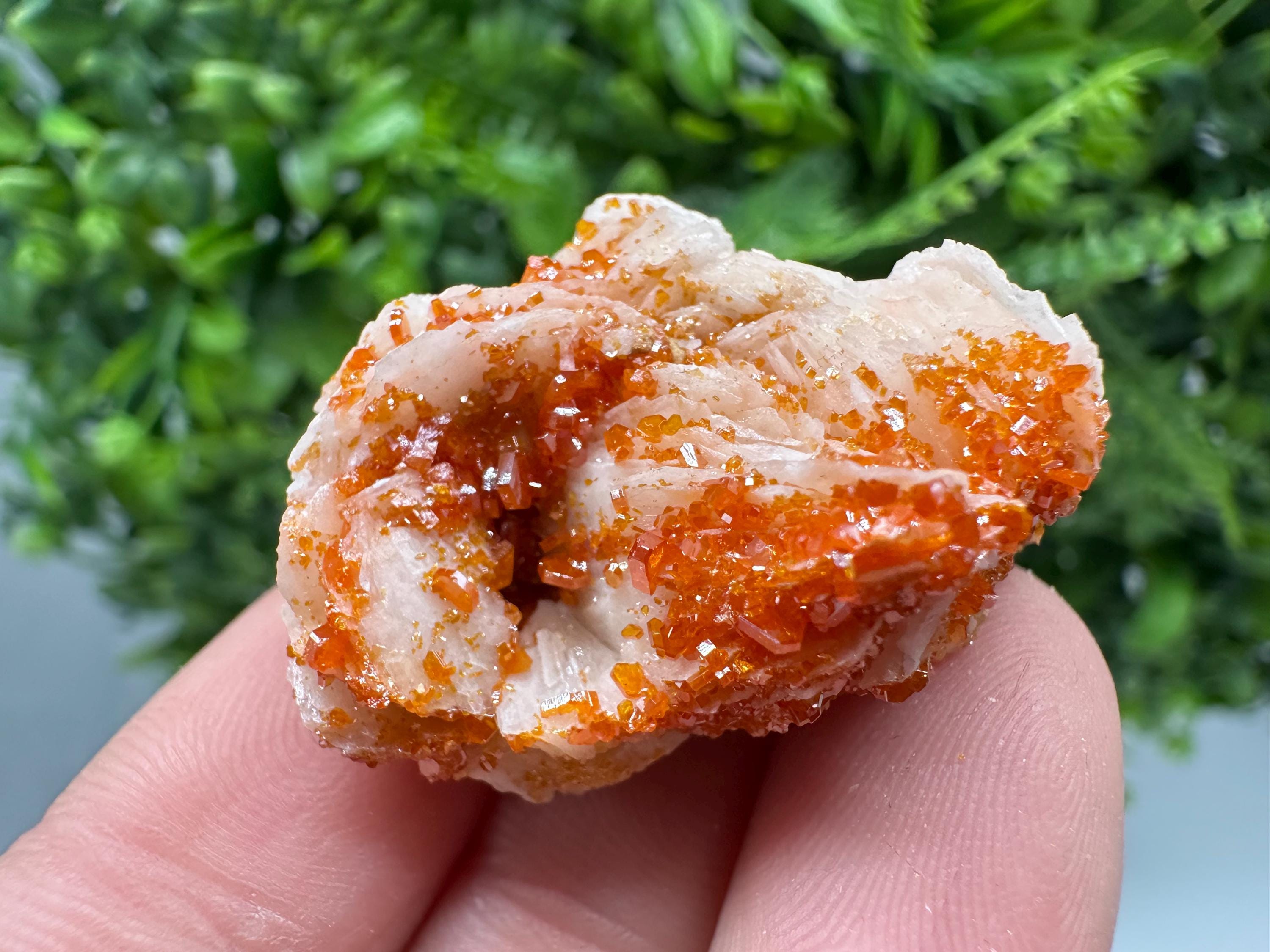 Red Vanadinite Crystals on Barite, Morocco Mineral Specimen