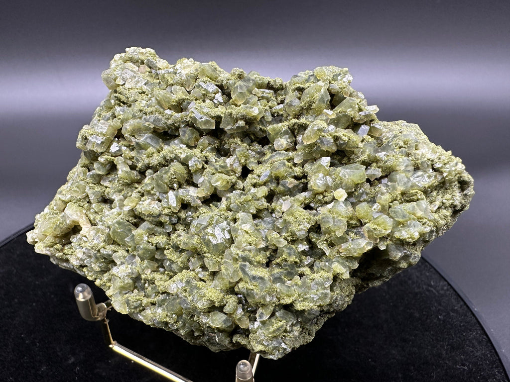 Rare Green Epidote with Quartz Crystals: Sparkly Rainbow Mineral Decor