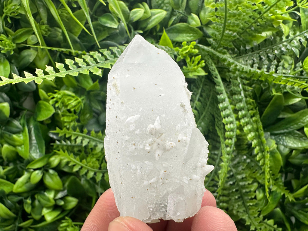 Quartz Cluster with Rhodochrosite and Chlorite Inclusions