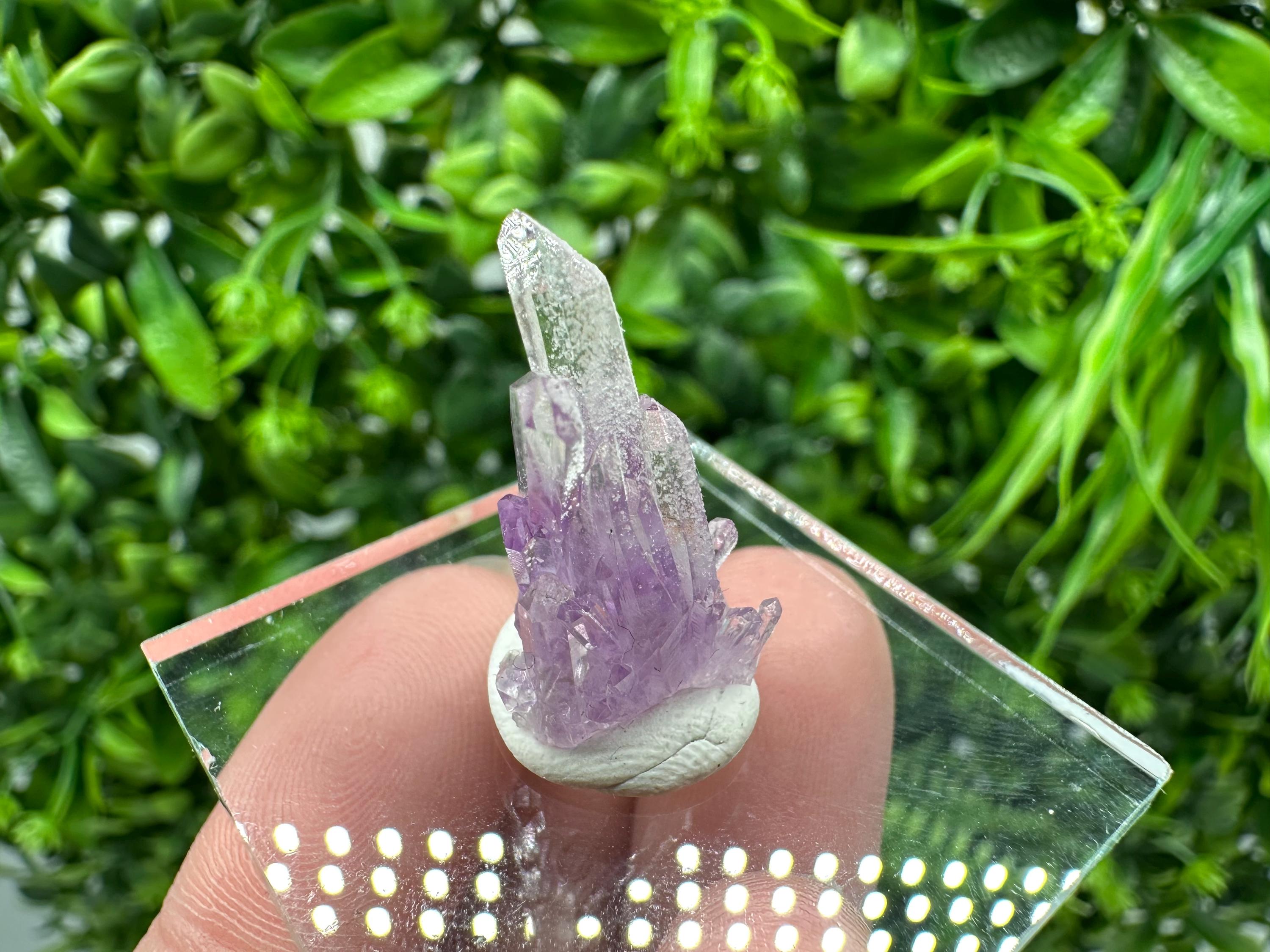 Phantom Amethyst Crystal with Cerussite, Bulgarian Mineral Specimen
