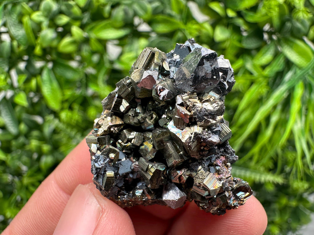 Rainbow Pyrite with Calcite, Natural Crystal Souvenir, Borieva Bulgaria