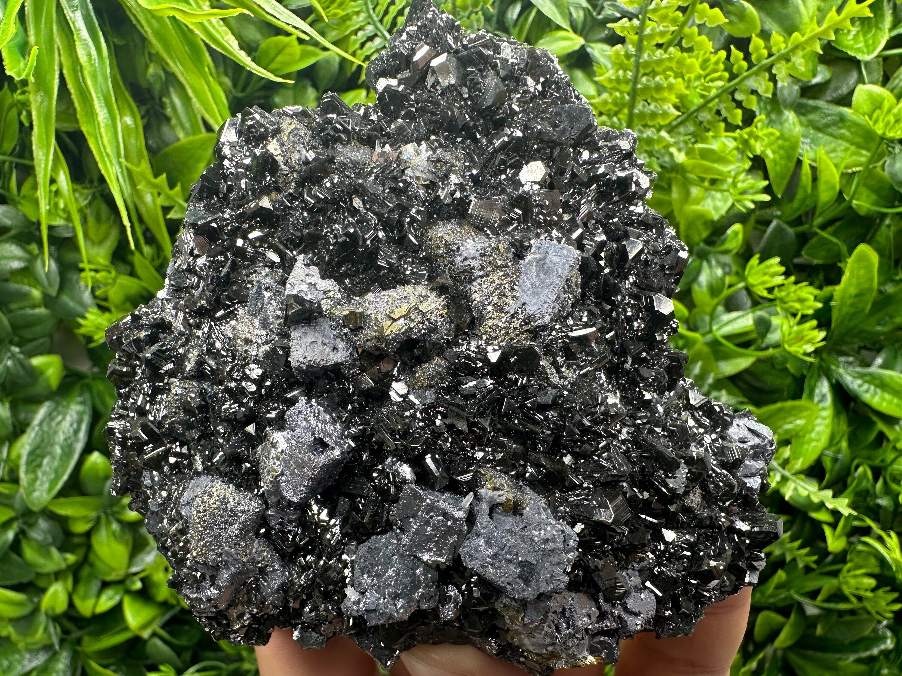 Galena, Pyrite, Chalcopyrite on Sphalerite Mineral Specimen, Bulgaria