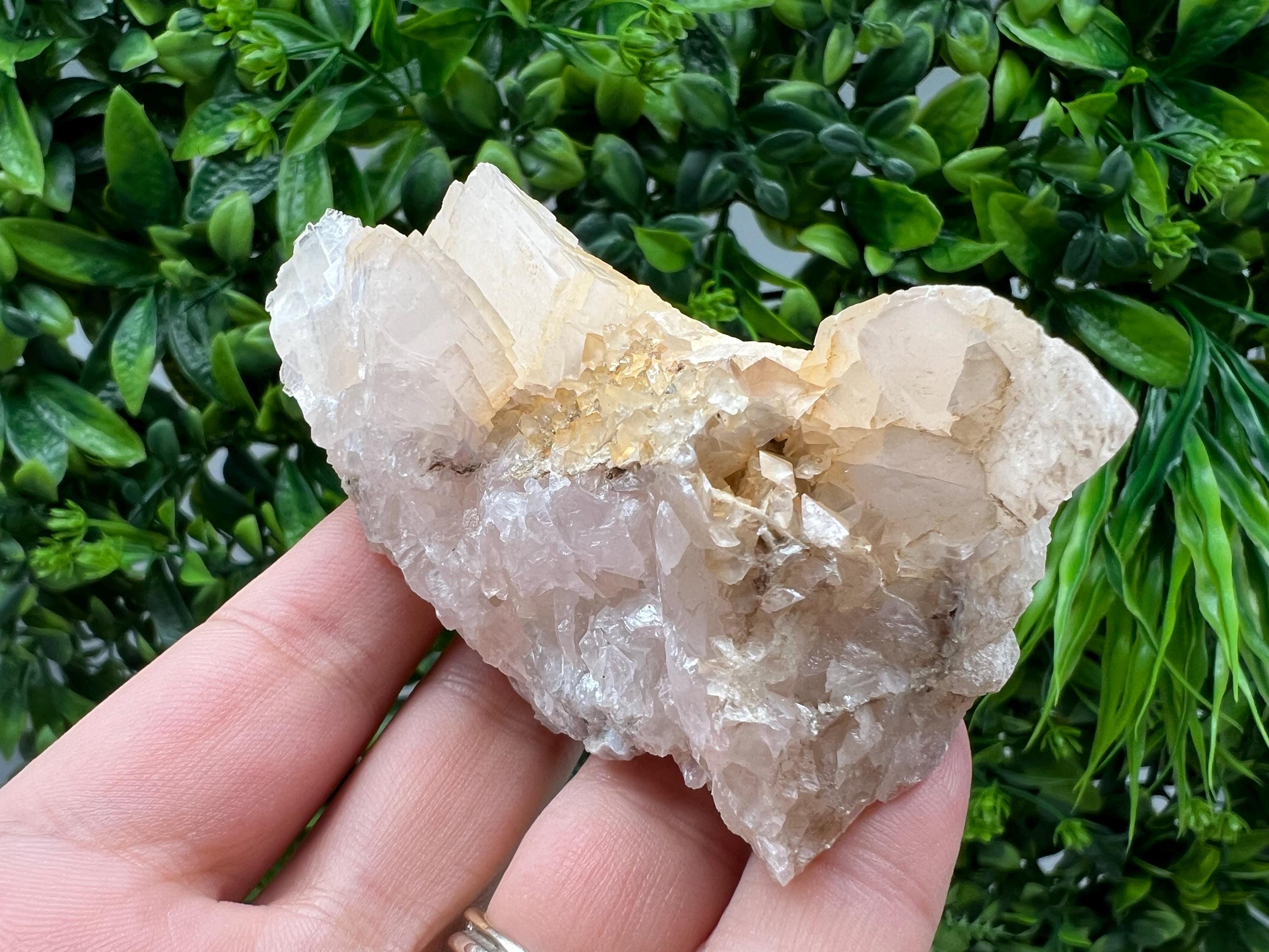 Quartz Crystal with Calcite and Chlorite: Borieva Mine, Bulgaria