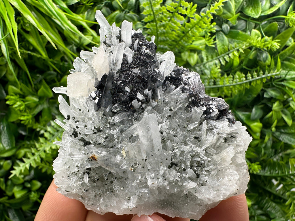 Sphalerite on Quartz Cluster, Natural Minerals Specimen, Home Decor Stone