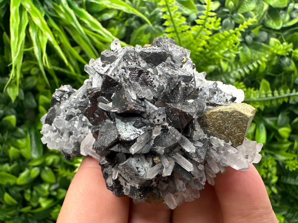 Chalcopyrite, Galena, Sphalerite on Quartz: Bulgaria Mineral Souvenir