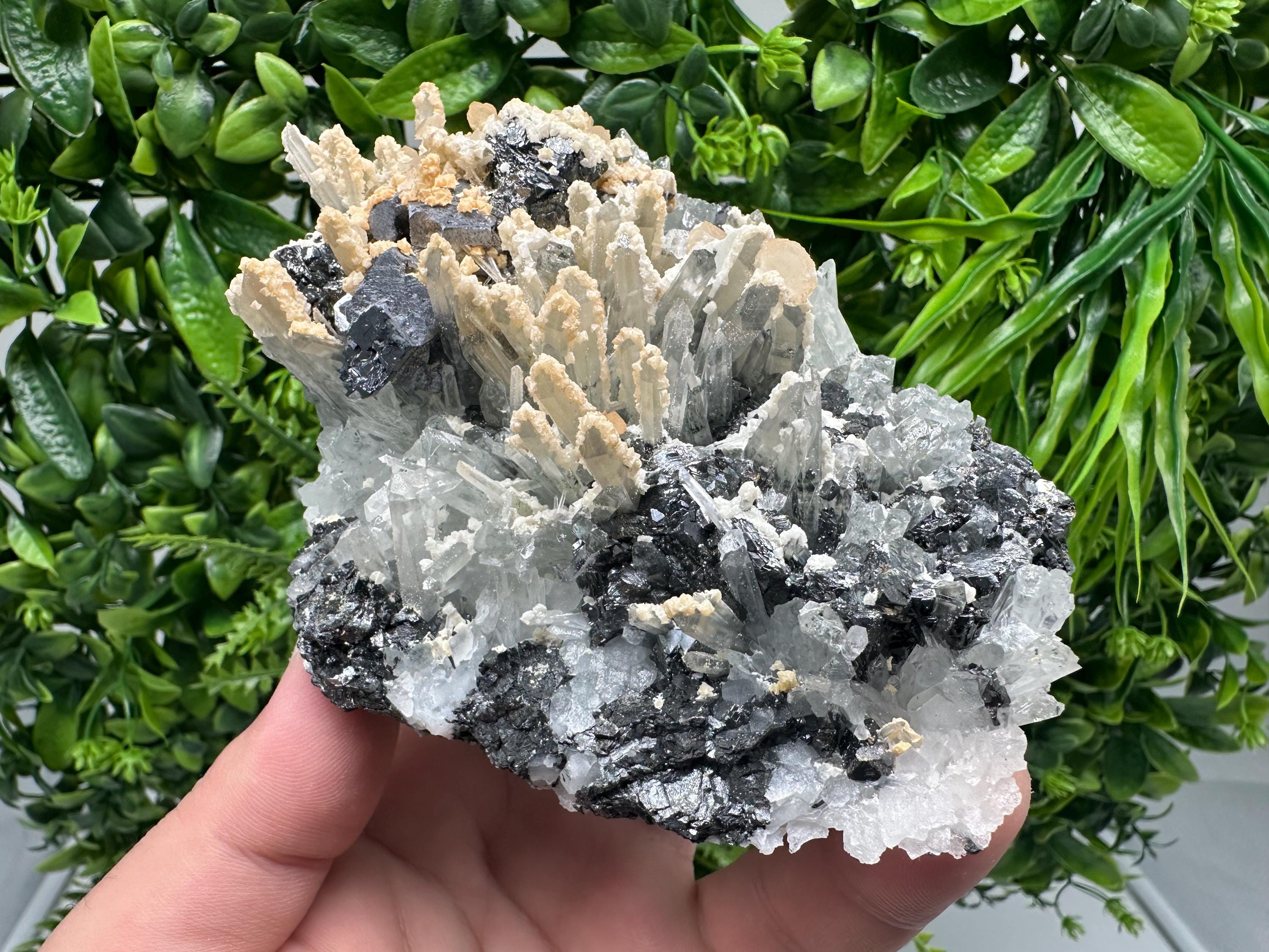 Amazing Galena spinel law on Quartz whit Siderite,from Krushev dol mine,Bulgaria,natural,collection mineral specimen,home decor crystal,souv