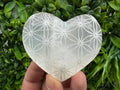 Selenite Heart with Flower of Life Selenite Charging Plate Crystal Charging Dish Sacred Geometry Crystal Reiki Healing Spiritual Altar Decor
