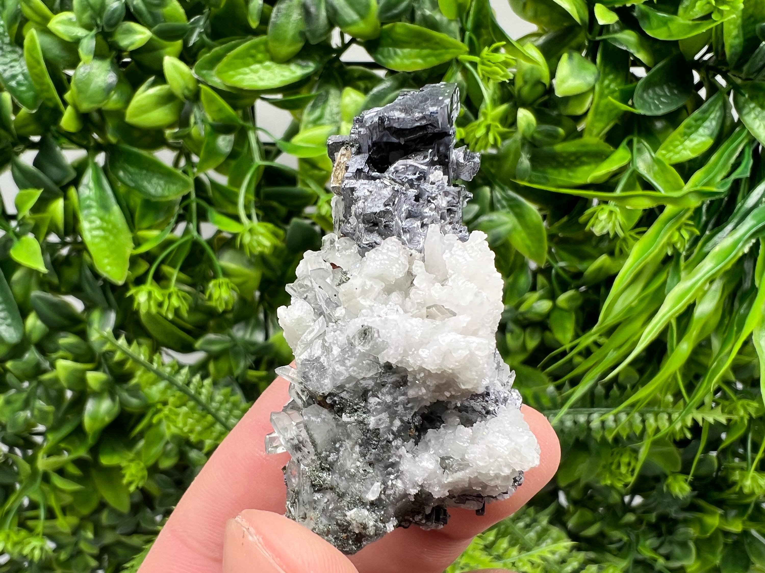 Galena Chalcopyrite on Calcite and Quartz, Natural Mineral Collection, Borieva Bulgaria