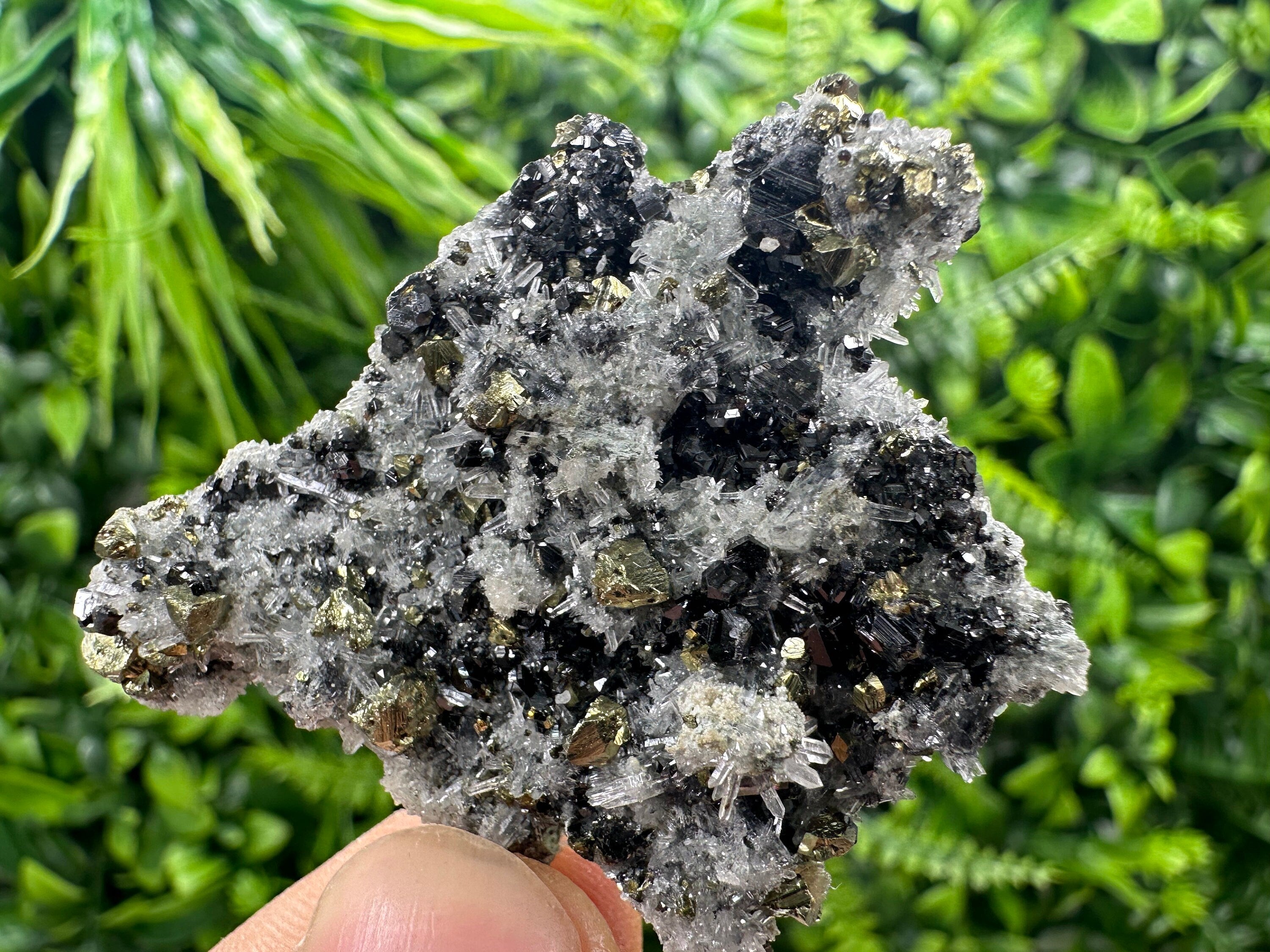 Chalcopyrite Galena Sphalerite on Quartz, Bulgaria Crystal Decor