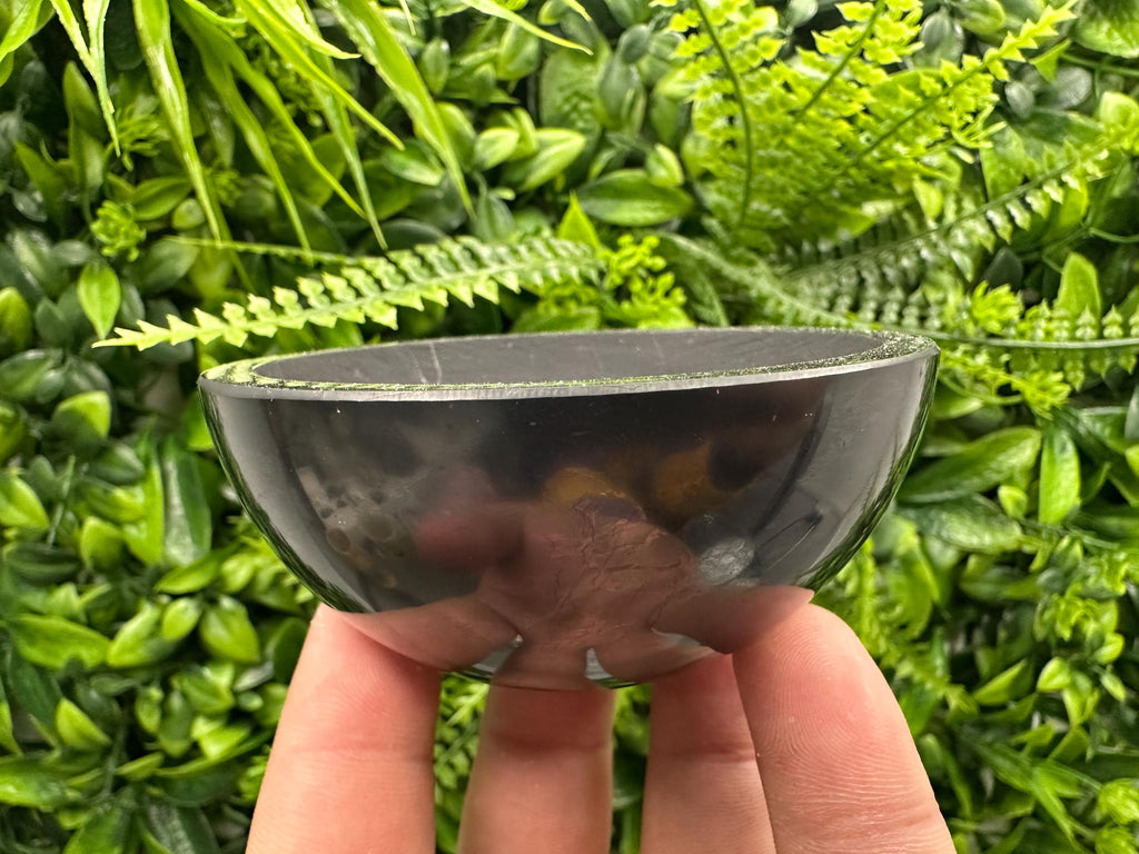 Polished Shungite Bowl (8cm): EMF Protection, Chakra Stone