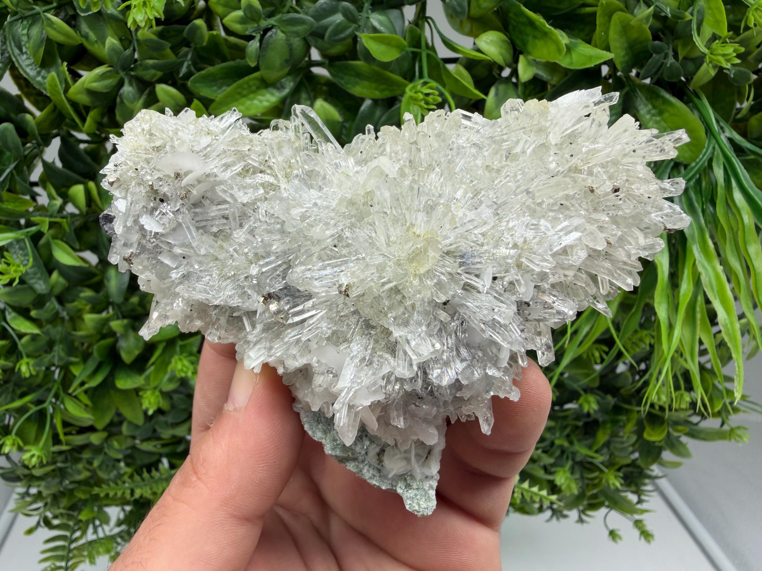 Pyrite on Quartz with Calcite, Borieva Mine Crystal Specimen