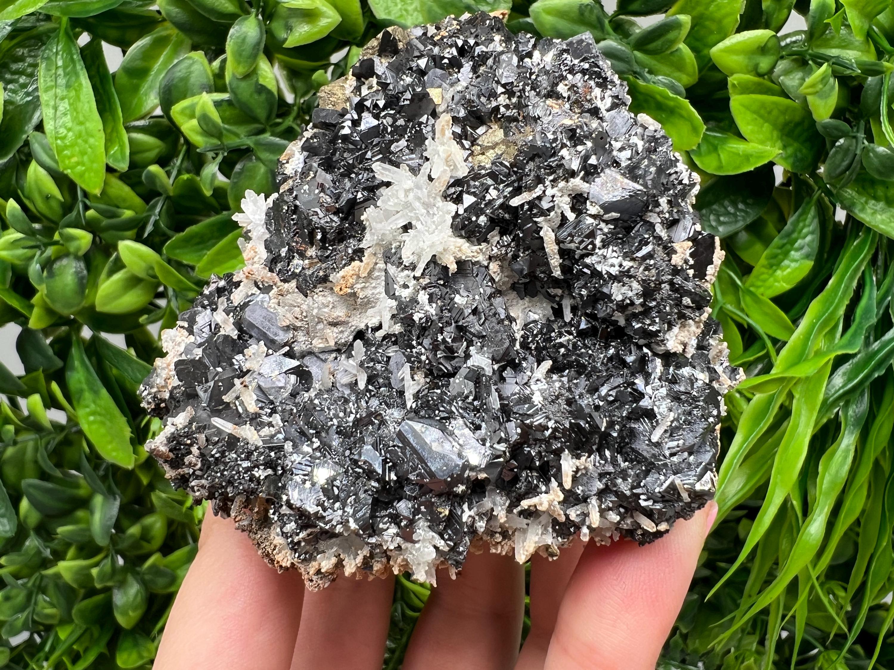 Black Sphalerite, Quartz, Galena Mineral Specimen: Madan Bulgaria Crystal