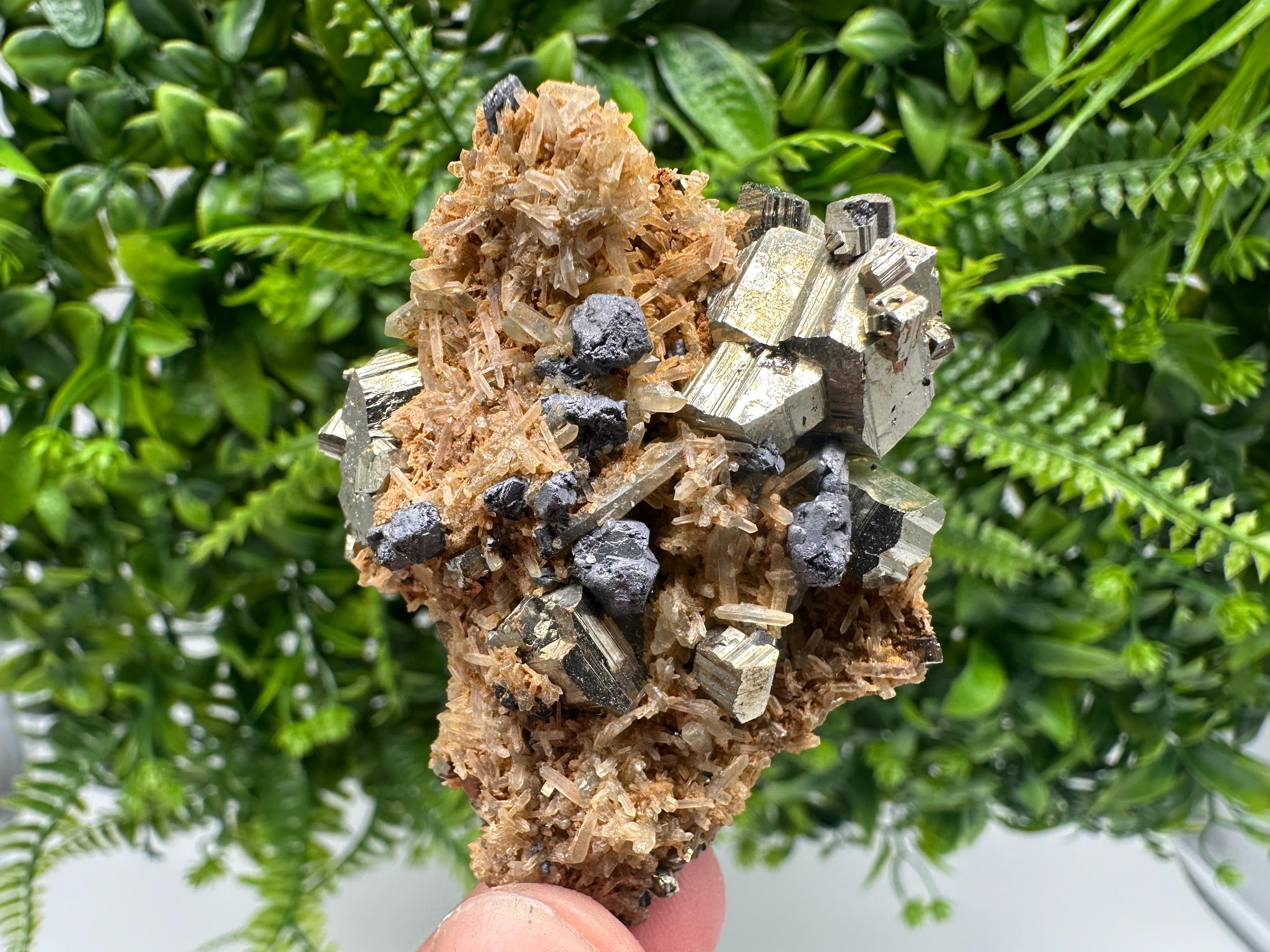 Galena Pyrite Quartz Mineral Specimen: Borieva Mine, Bulgaria