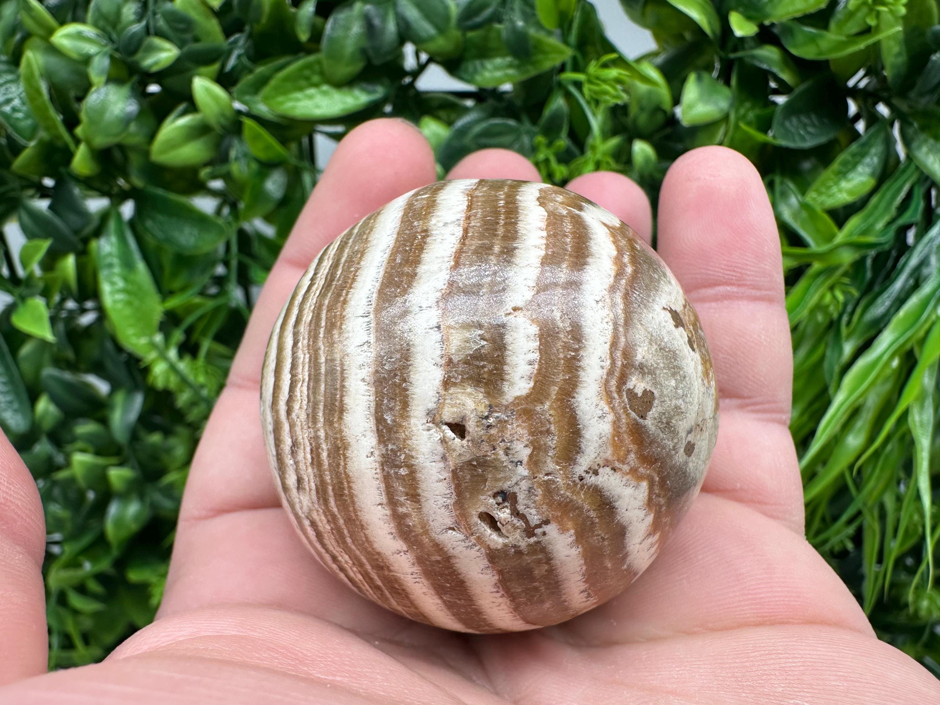 Polished Aragonite Stone Sphere: Handmade Home Decor, Healing Crystal Ball