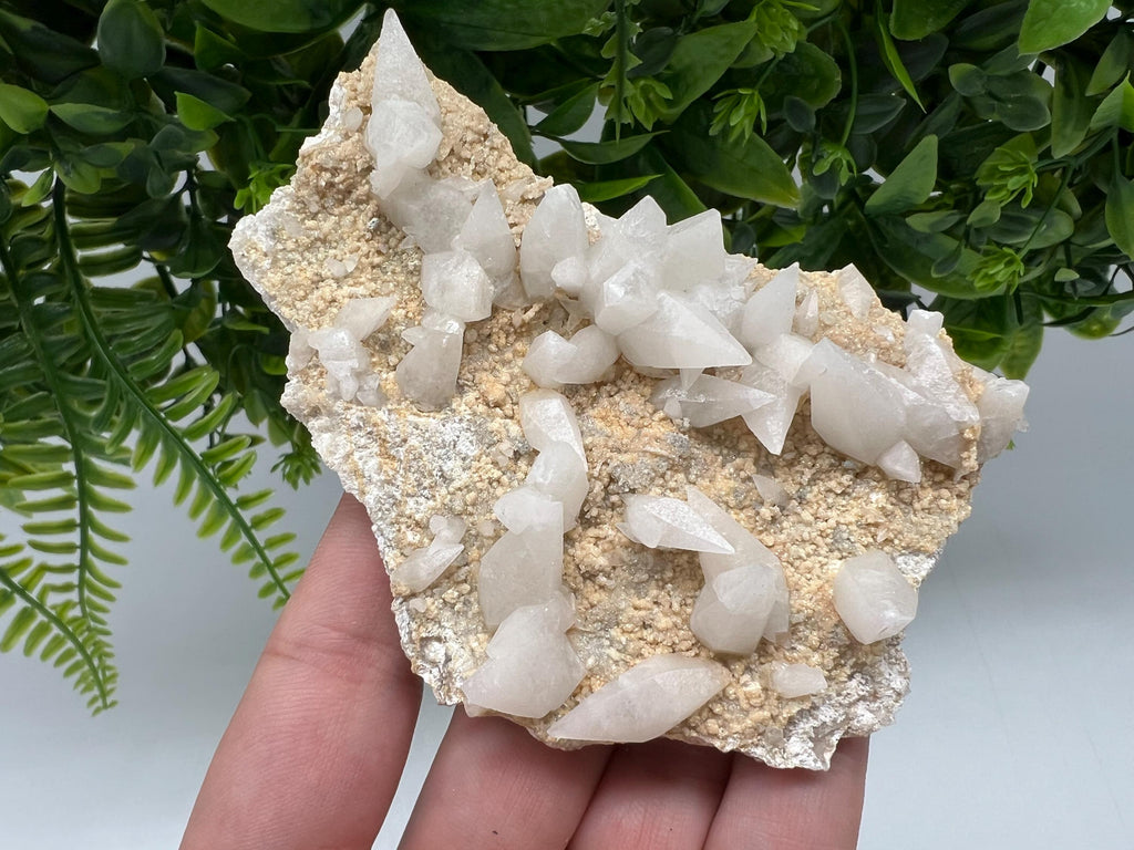 Calcite on Green Quartz: Djurcovo Mine, Bulgaria Healing Crystal