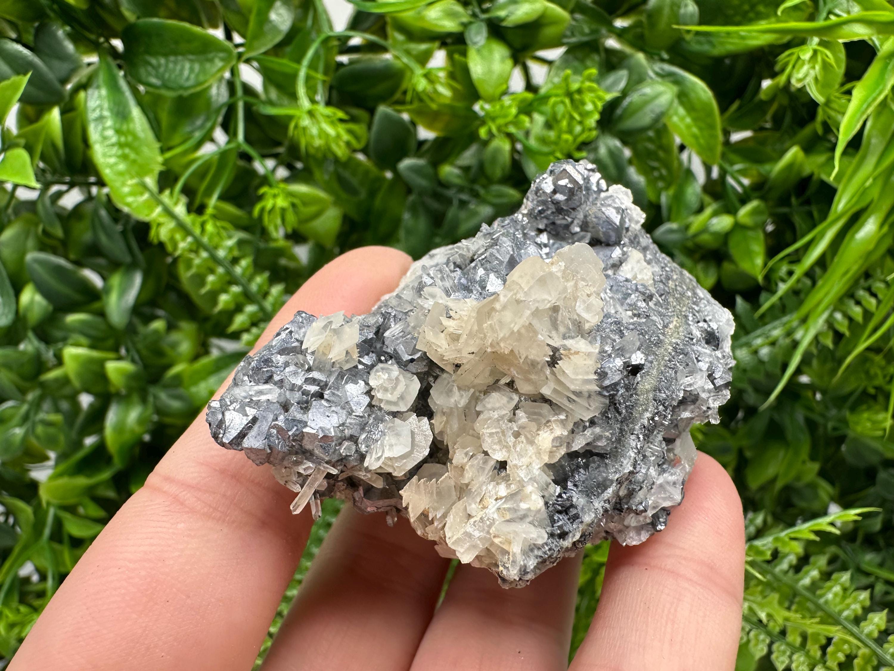 Galena Spinel with Quartz and Calcite, Borieva Mine Mineral Specimen