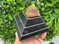 Polished Shungite Pyramid, Sacred Geometry, EMF Protection whit copper peak 10 cm