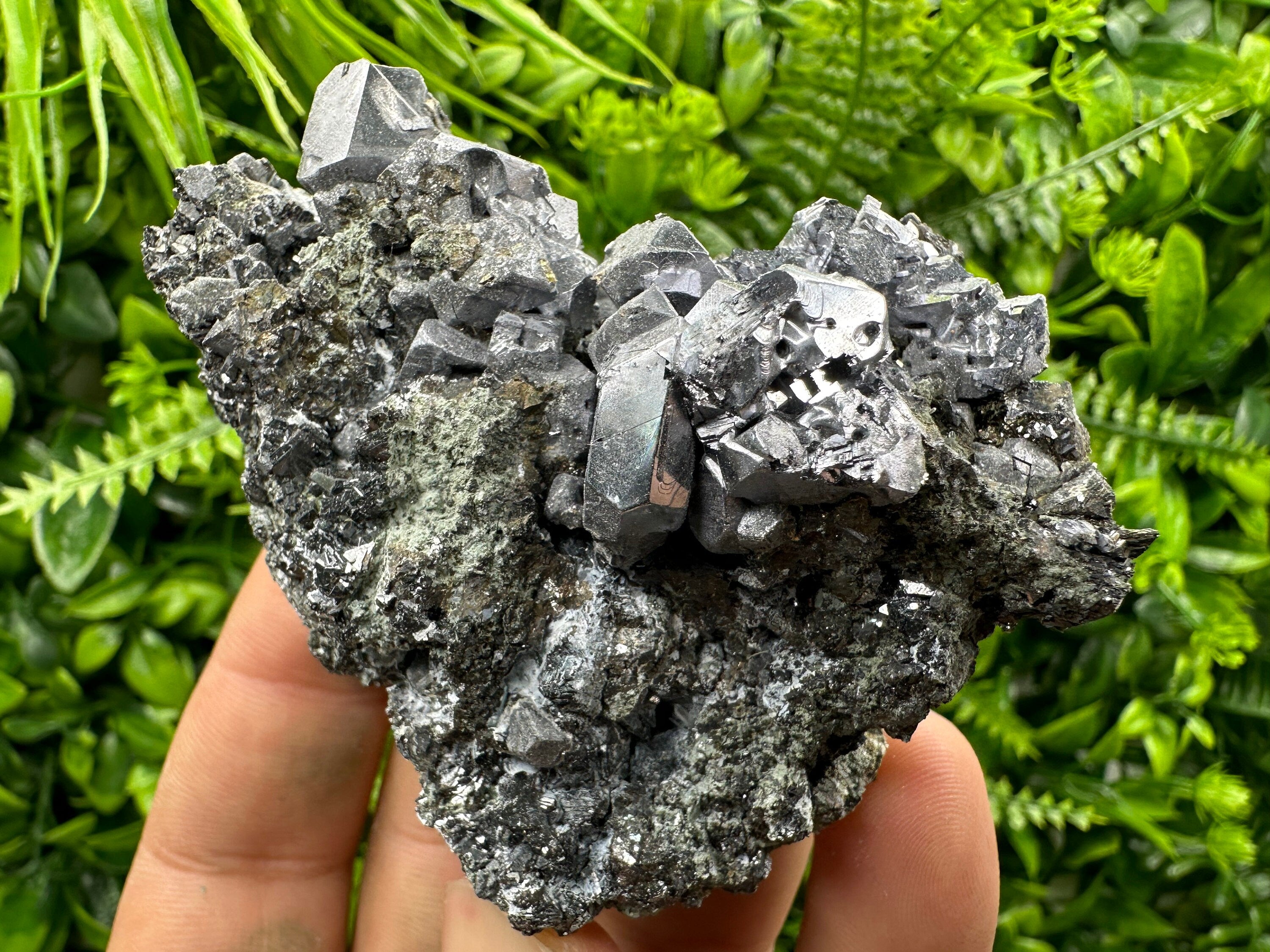 Galena Cluster on Matrix: Natural Mineral Specimen, Bulgaria