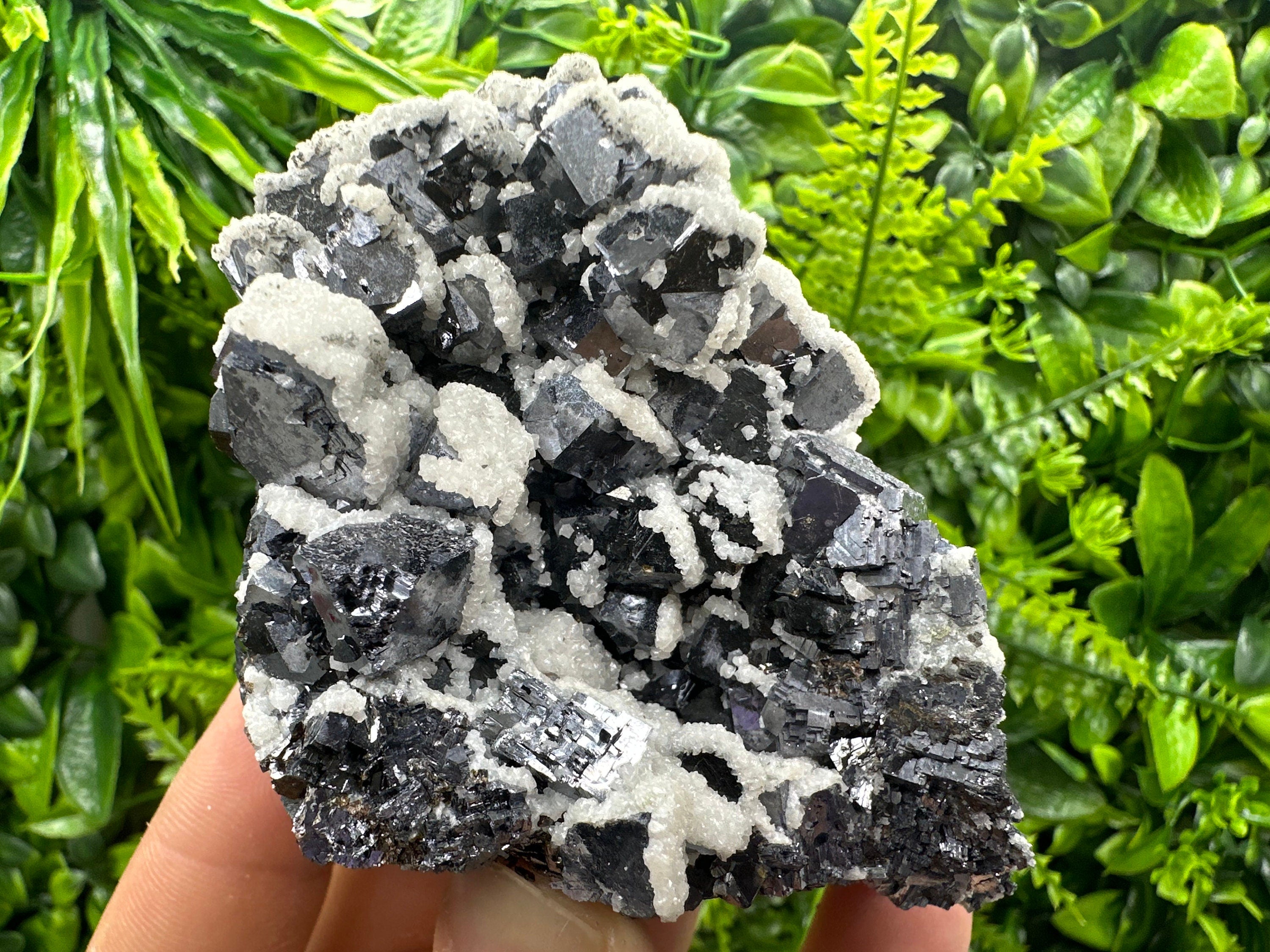 Rare Calcite on Galena, Borieva Mine Mineral Specimen