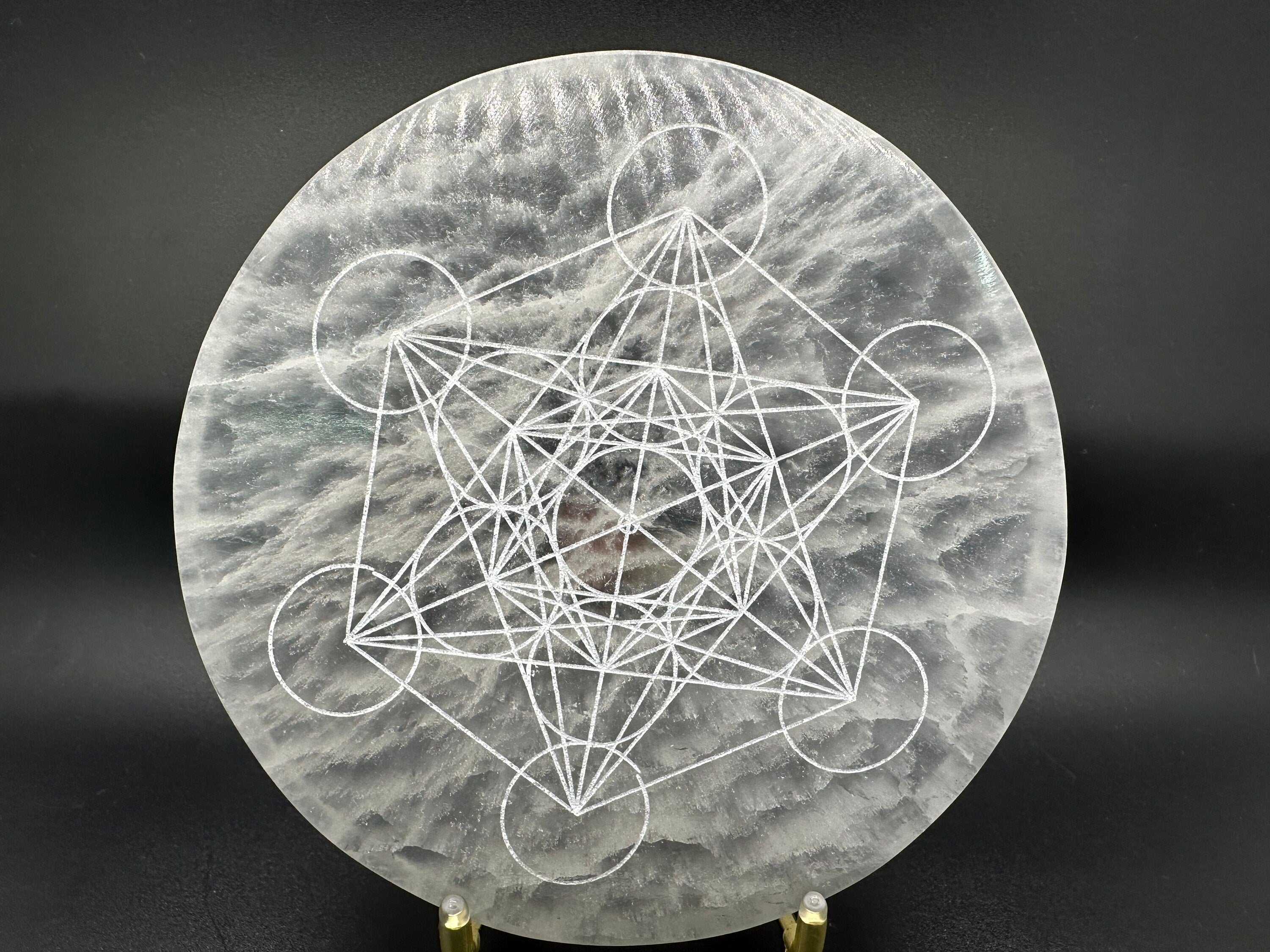 Selenite Charging Plate: Metatron's Cube Sacred Geometry Grid