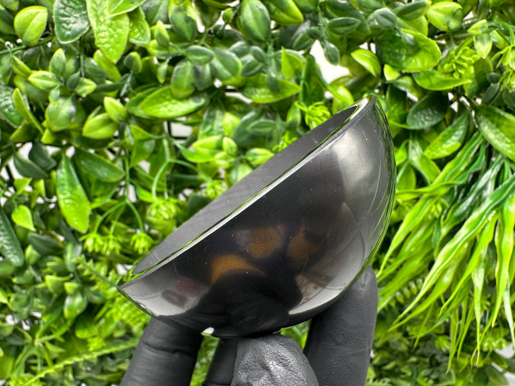 Polished Shungite Bowl 80mm: EMF Protection, Water Purification