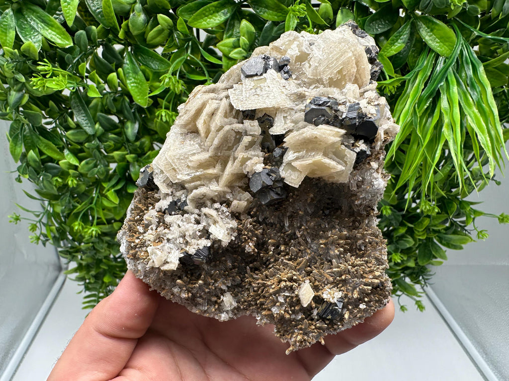 Galena Calcite on Quartz, Natural Mineral Specimen, Bulgaria