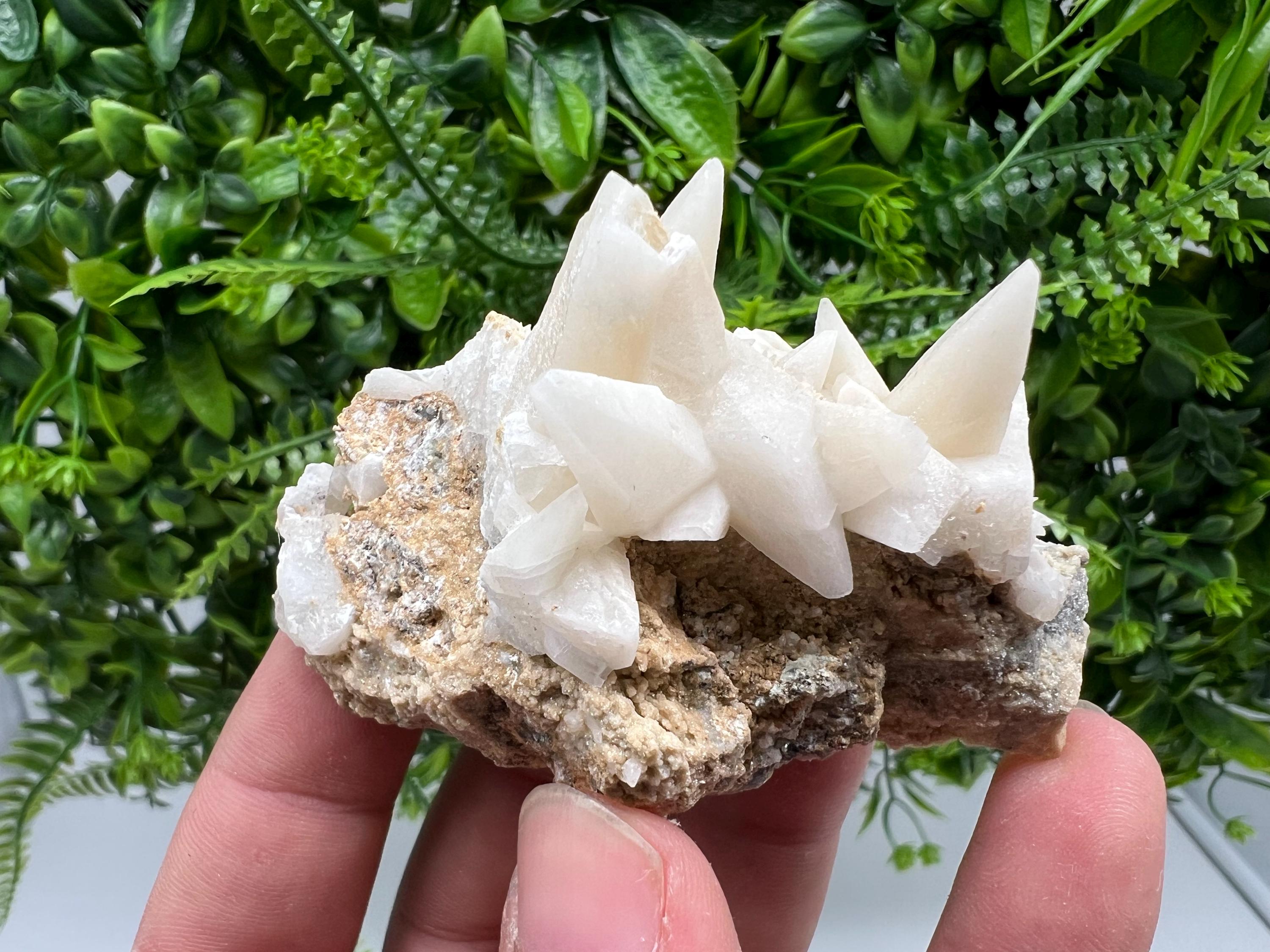 Calcite on Aragonite & Green Quartz: Djurcovo Mine, Bulgaria