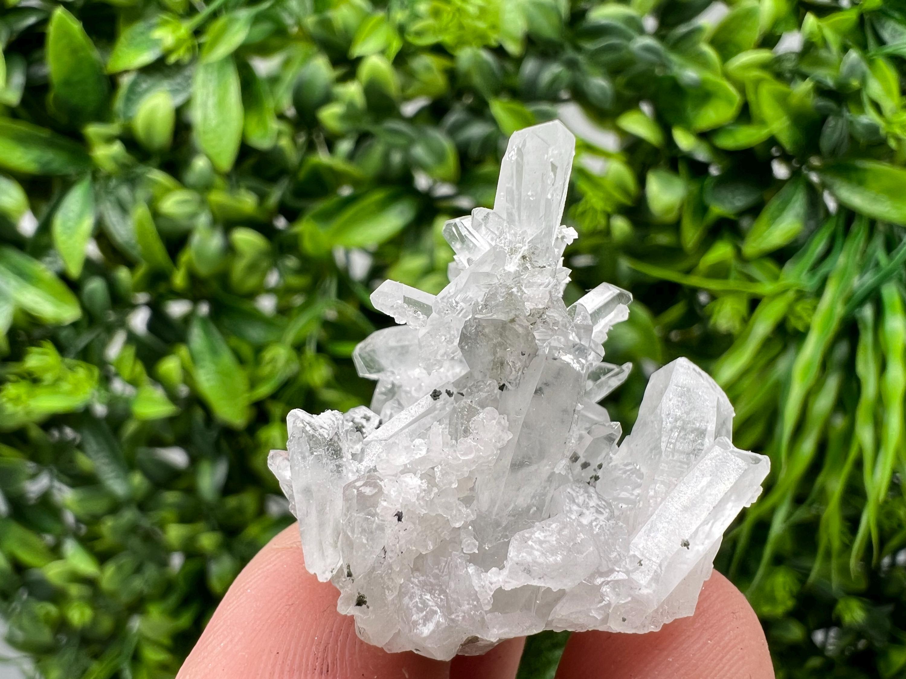 Calcite on Quartz Crystal: Borieva Mine, Bulgaria