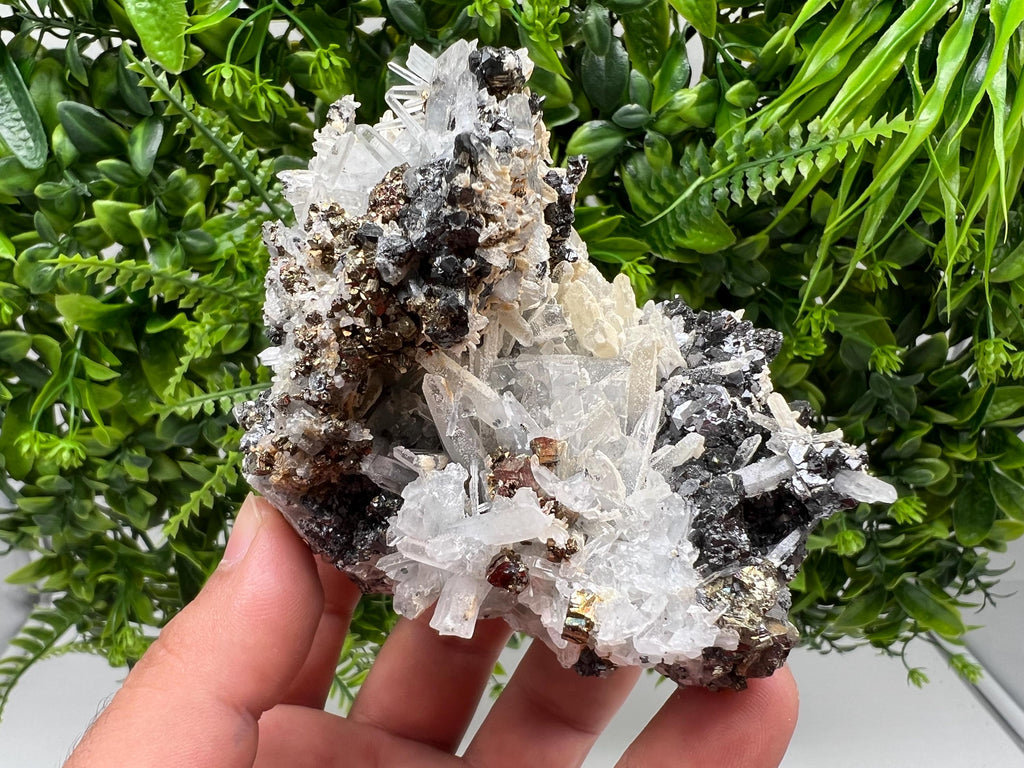 Wonderful Rainbow Pyrite on Quartz whit Oxide,natural minerals souvenir crystal,home decor,collection stone,rare minerals,Borieva Bulgaria