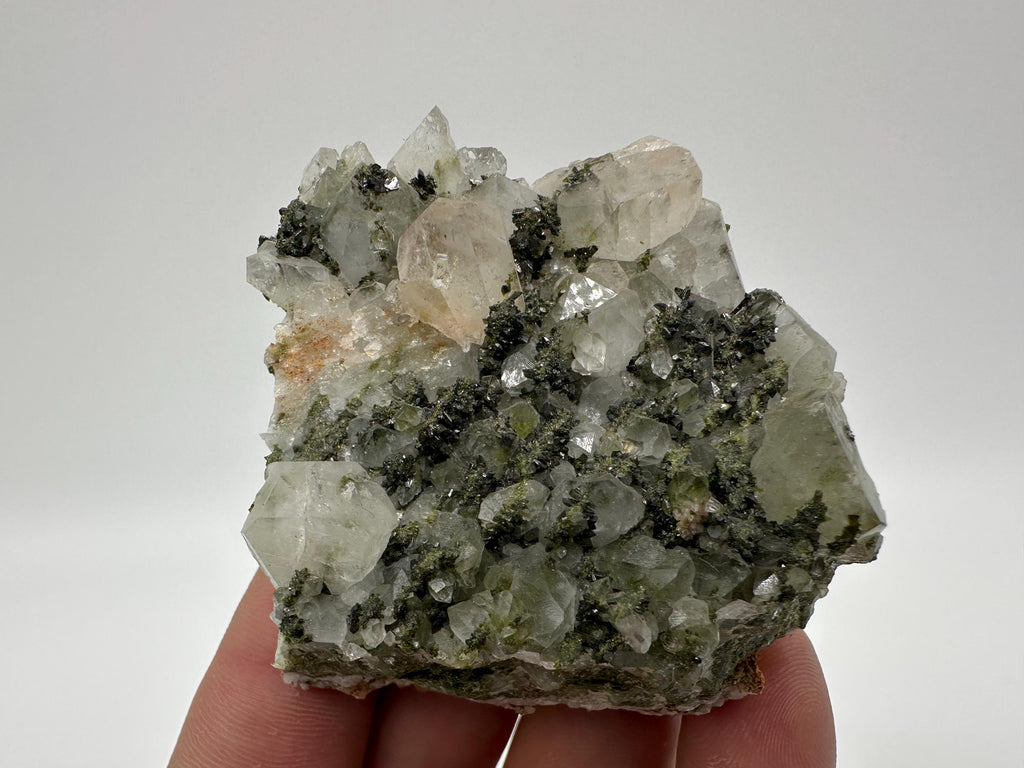 Rare Green Epidote with Quartz Crystals: Eastern Anatolian Mineral Decor