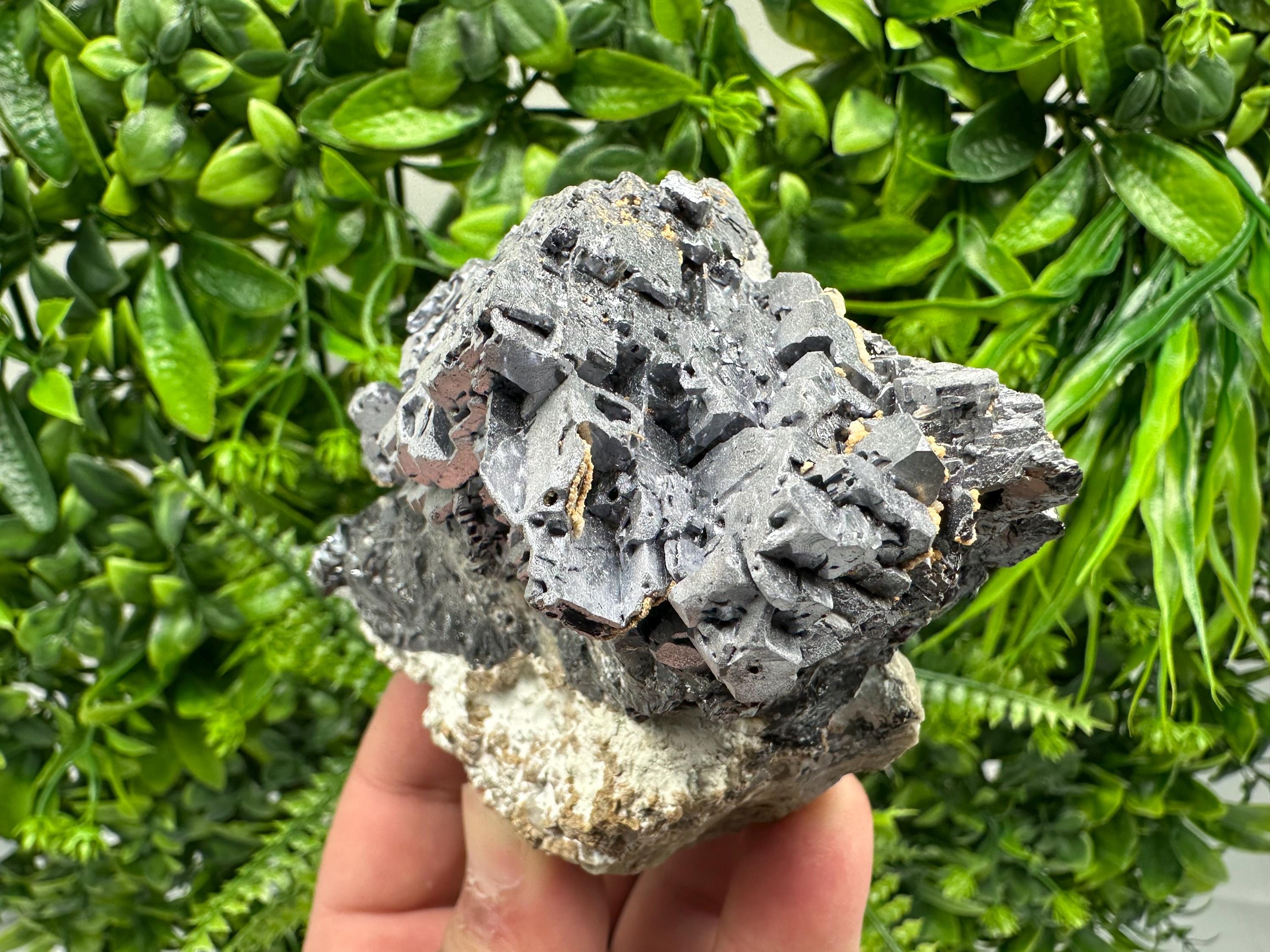 Aesthetic Natural shiny Galena whit Siderite and Quartz from 9 th September mine,Bulgaria,collection specimen,rare galena,Galena cluster