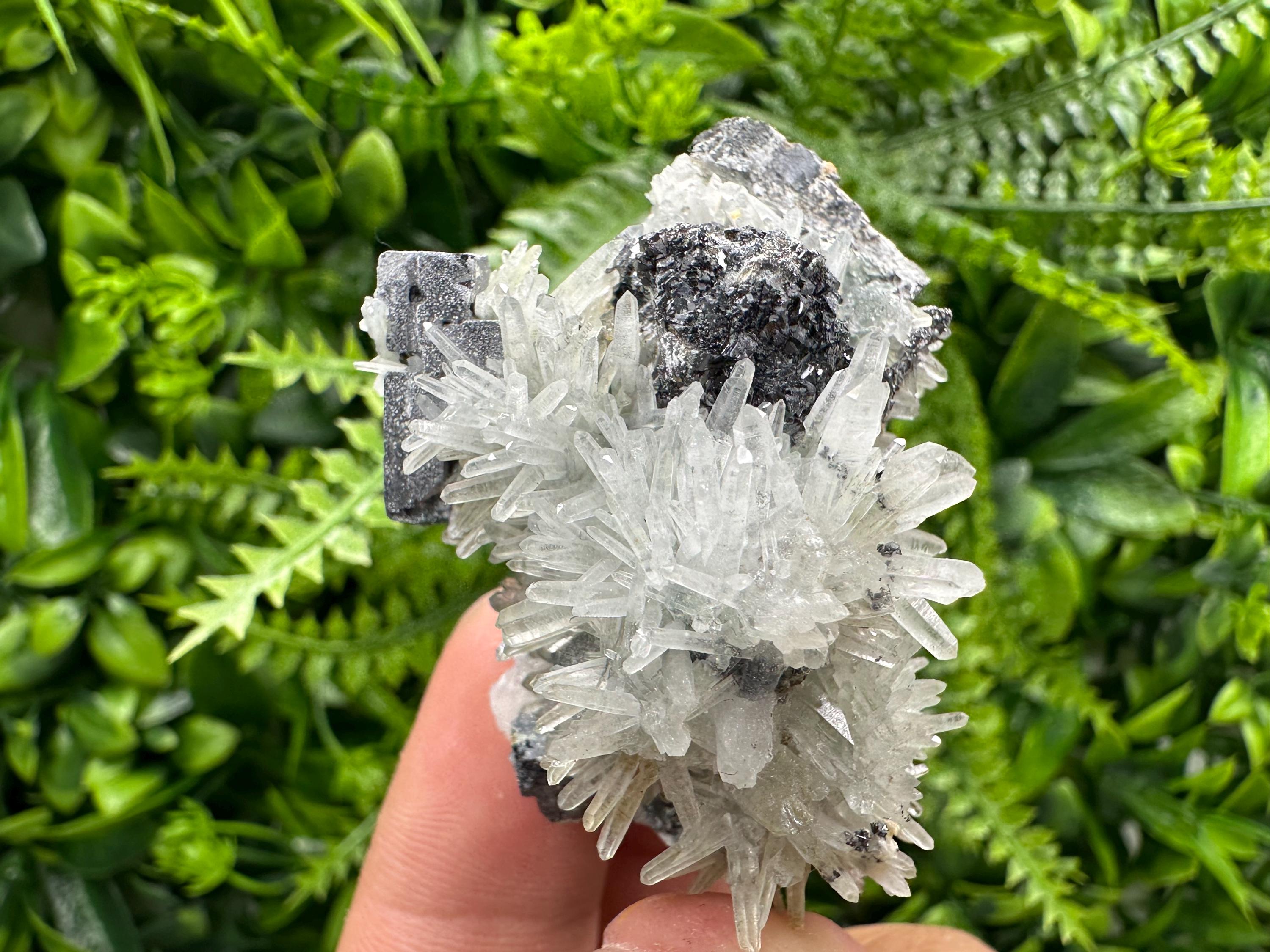Skeleton Galena, Sphalerite on Quartz Cluster, Bulgaria Mineral Specimen