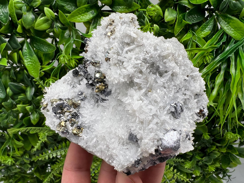 Stunning Galena,Chalcopyrite on Quartz from Krueger dol mine,Madan,Bulgaria,natural,collectible mineral specimen,home decor stone,crystal