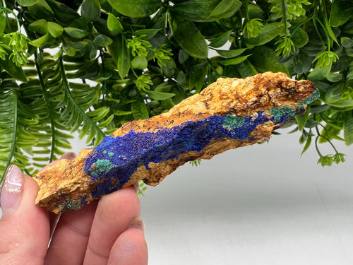 Azurite Malachite Mineral Specimen: Moroccan Blue-Green Crystal, Collector Stone