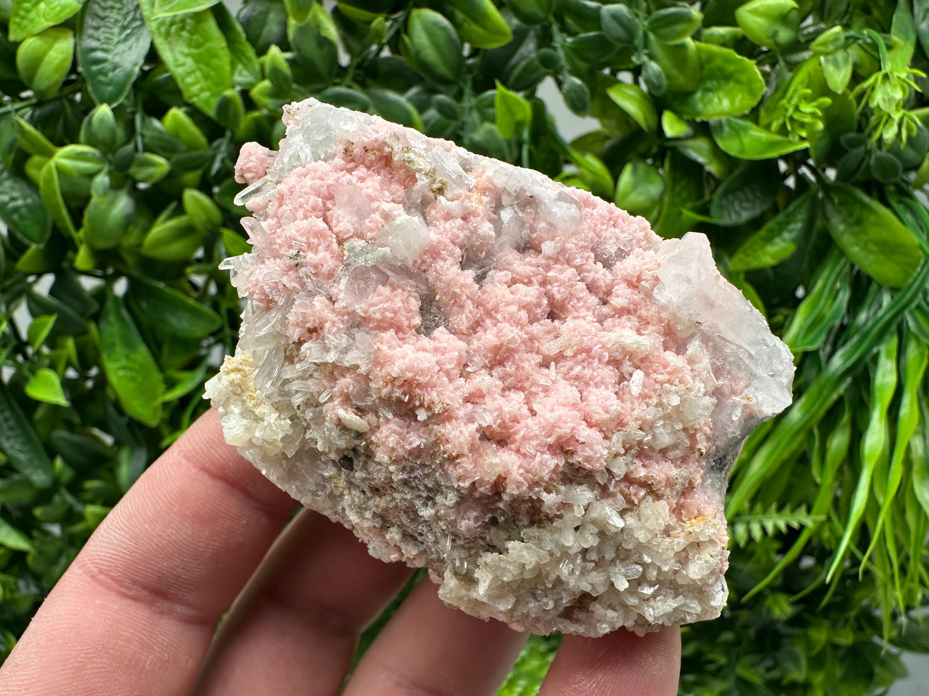 Rhodochrosite on Quartz Specimen, Starnica Mine, Bulgaria
