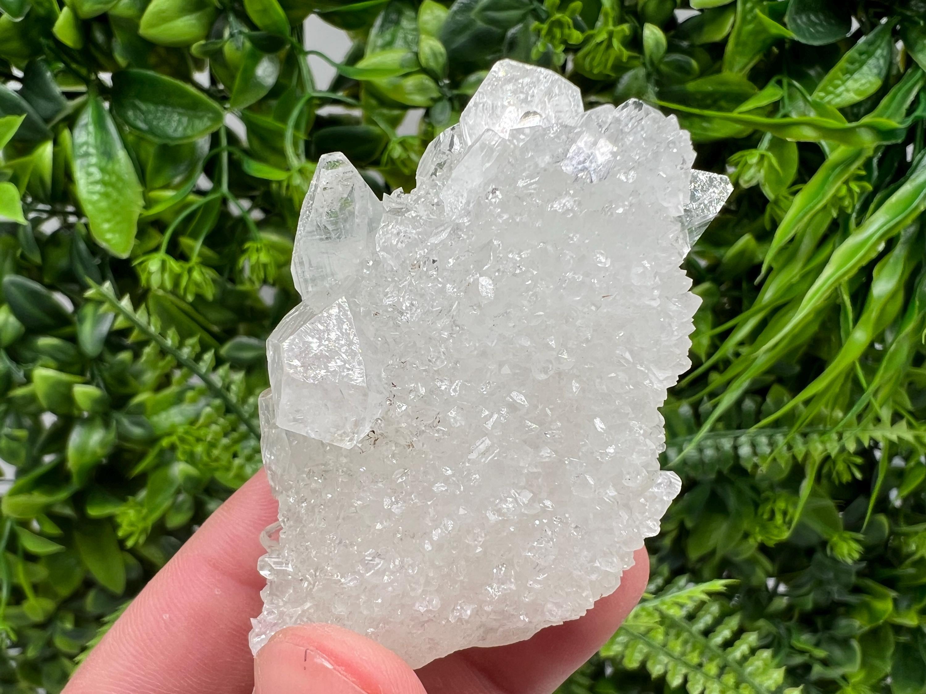 Transparent Apophyllite on Chalcedony, Natural Crystal Specimen, India Minerals