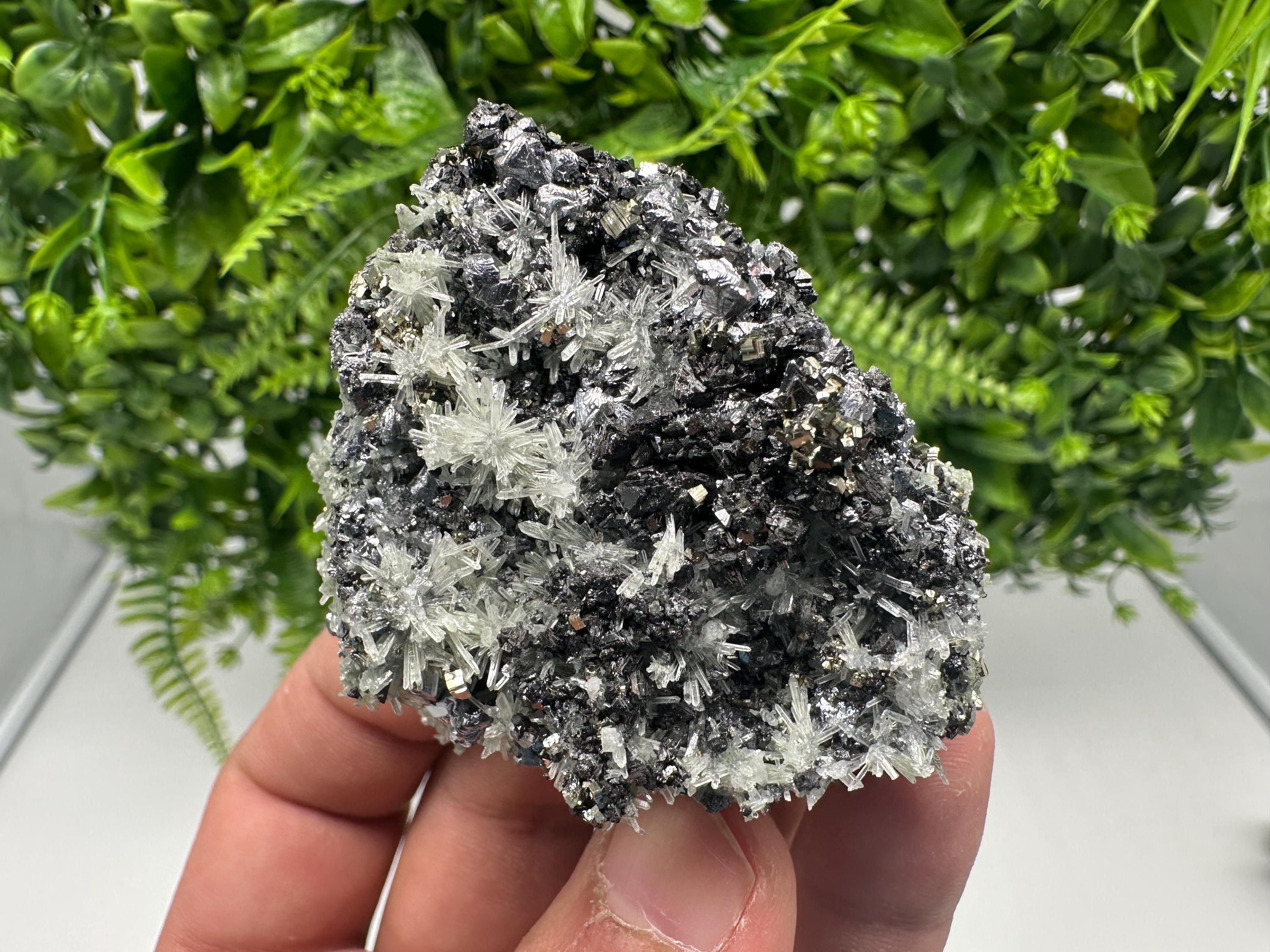 Pyrite on Green Quartz, Rare Mineral Specimen, Bulgaria