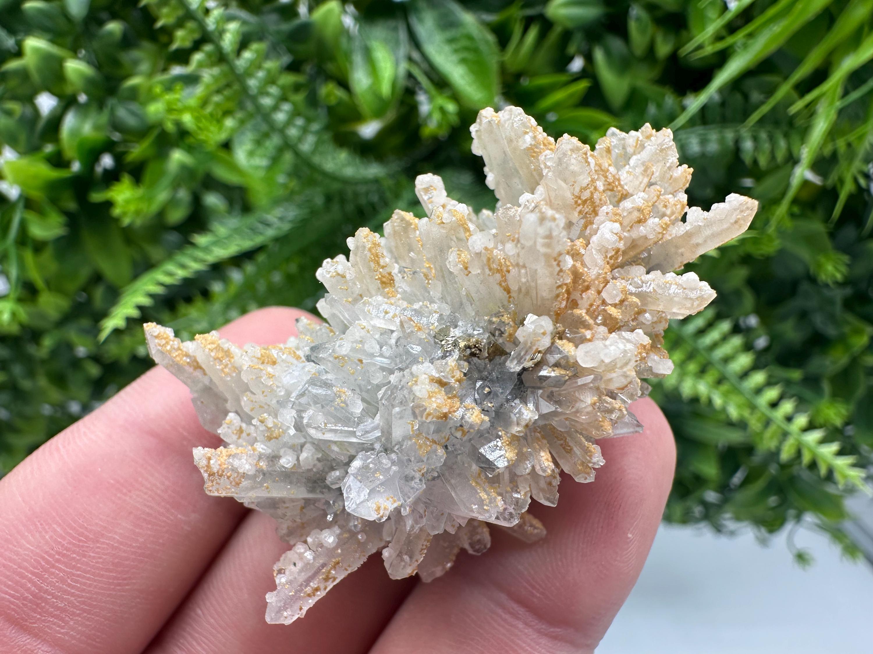 Quartz with Calcite and Chlorite: Borieva Mine Crystal Souvenir
