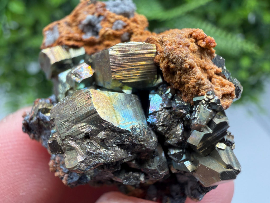 Rainbow Pyrite Cluster: Bulgarian Mineral Specimen, Home Decor Gift