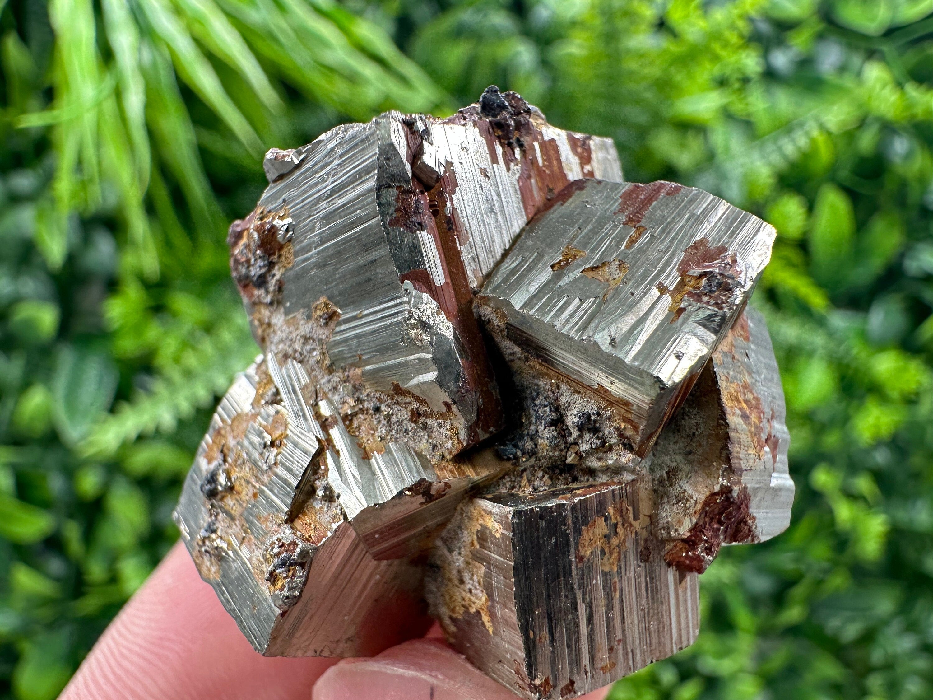 Pyrite with Hematite Mineral Specimen, Bulgaria Crystal Decor