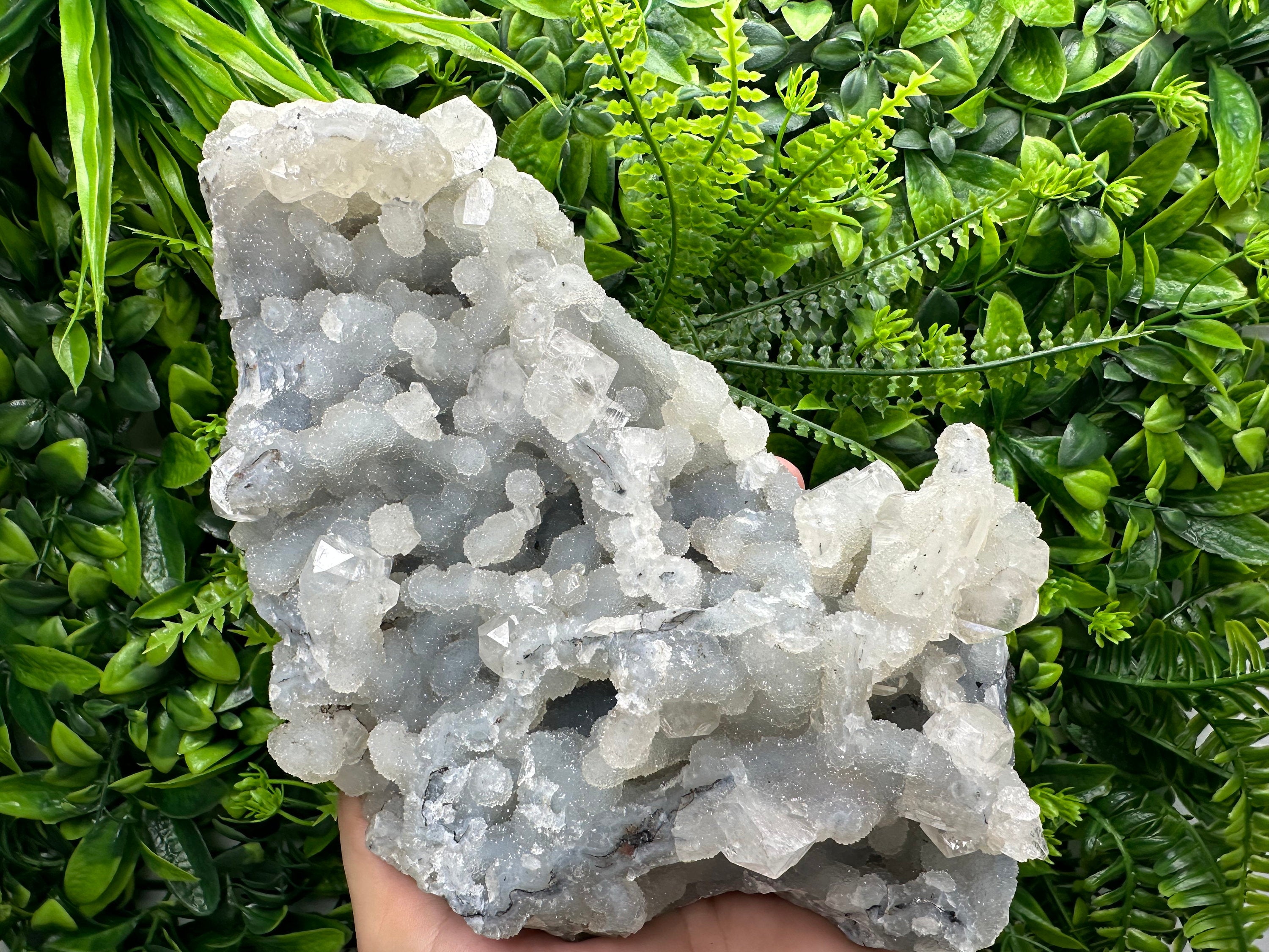 Transparent Apophyllite on Chalcedony, India Mineral Specimen