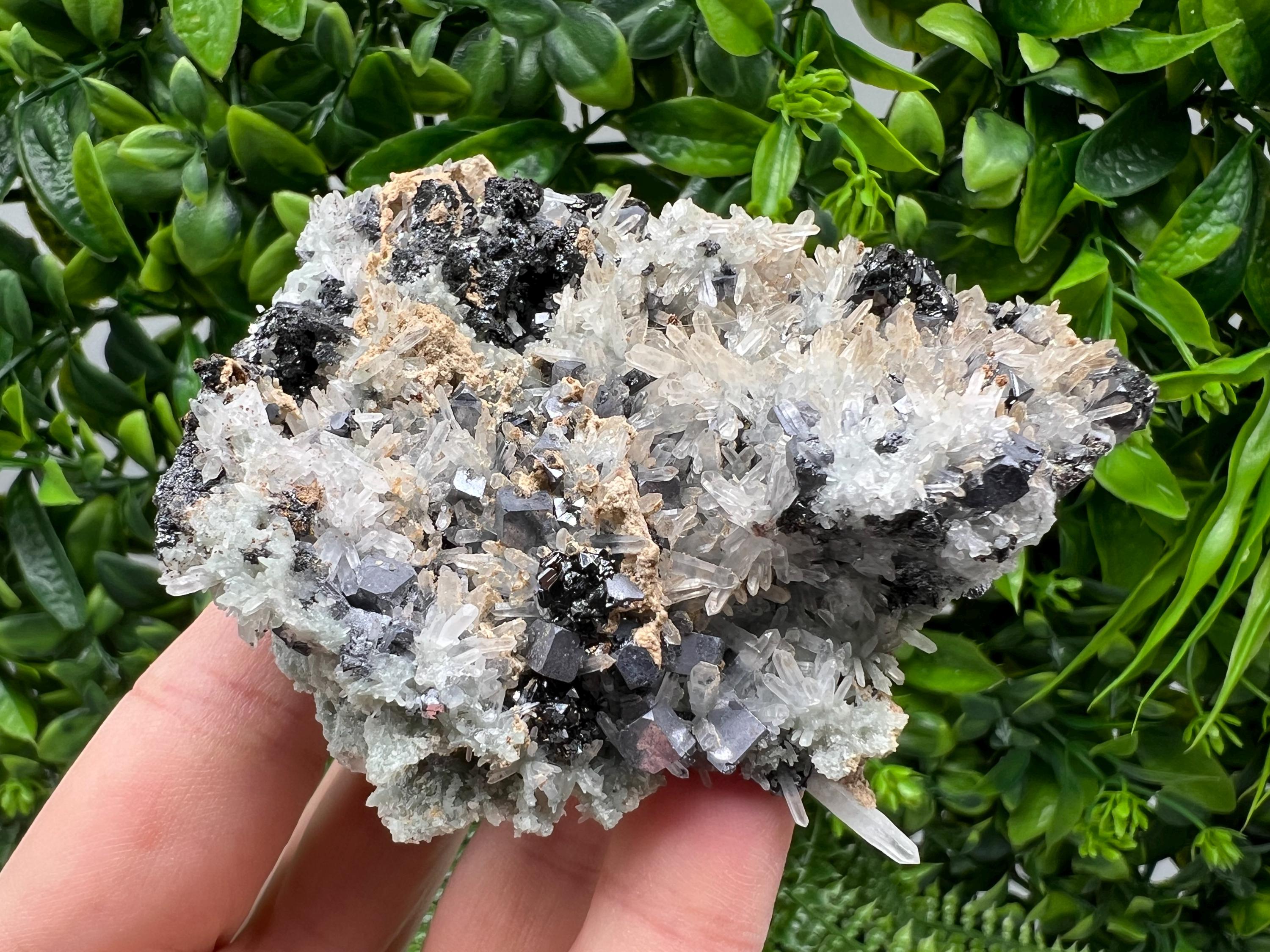Aesthetic Natural shiny Galena whit Siderite and Quartz from 9 th September mine,Bulgaria,collection specimen,rare galena,Galena cluster