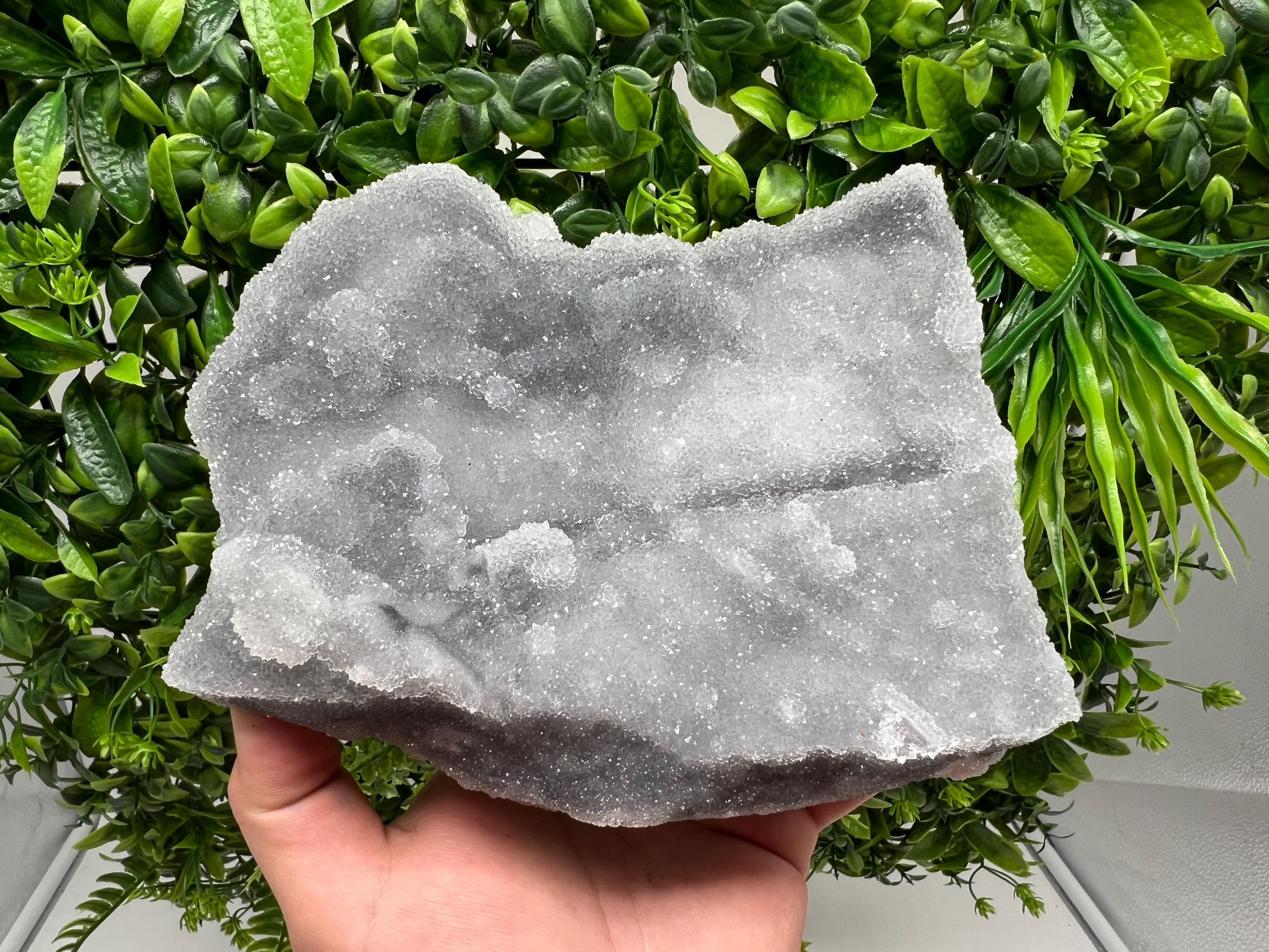 Large Quartz Chalcedony with Chlorite Inclusions: Deep Blue Crystal Decor