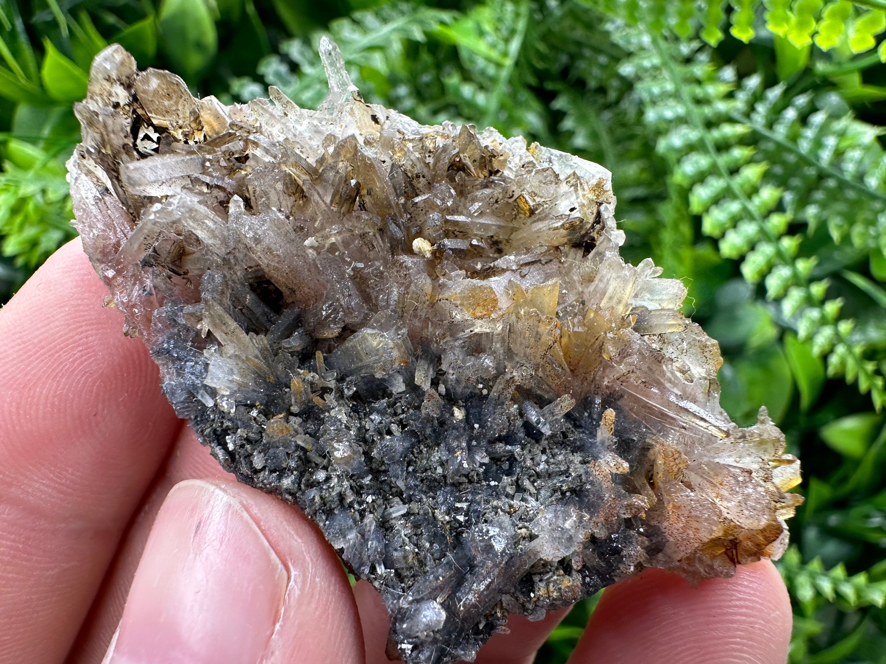 Limonite Coated Quartz Crystal, Natural Mineral Specimen