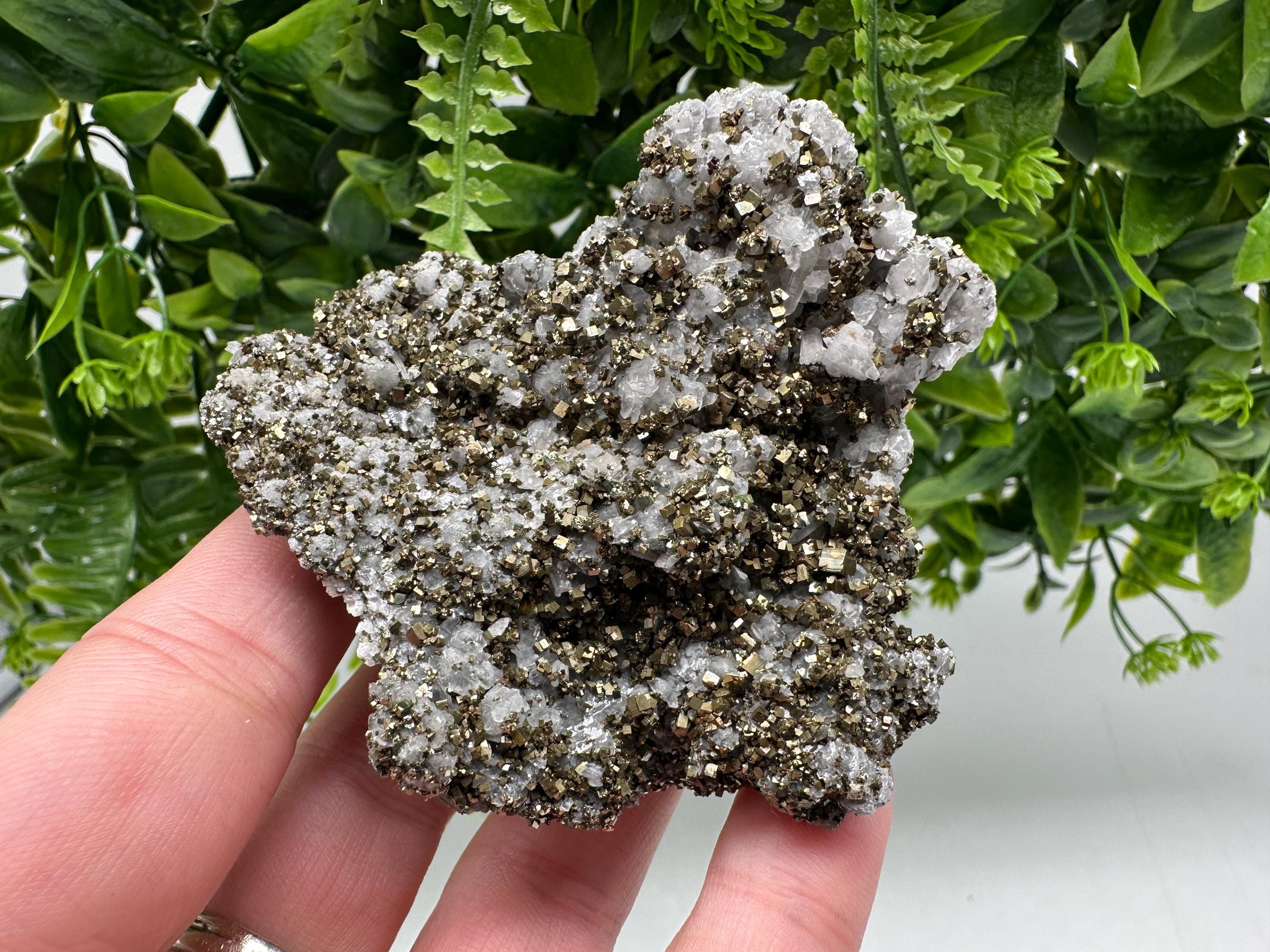 Stunning Pyrite on Quartz,Calcite from Borieva mine,Madan,Bulgaria,natural,collectible mineral specimen,home decor stone,collection crystal