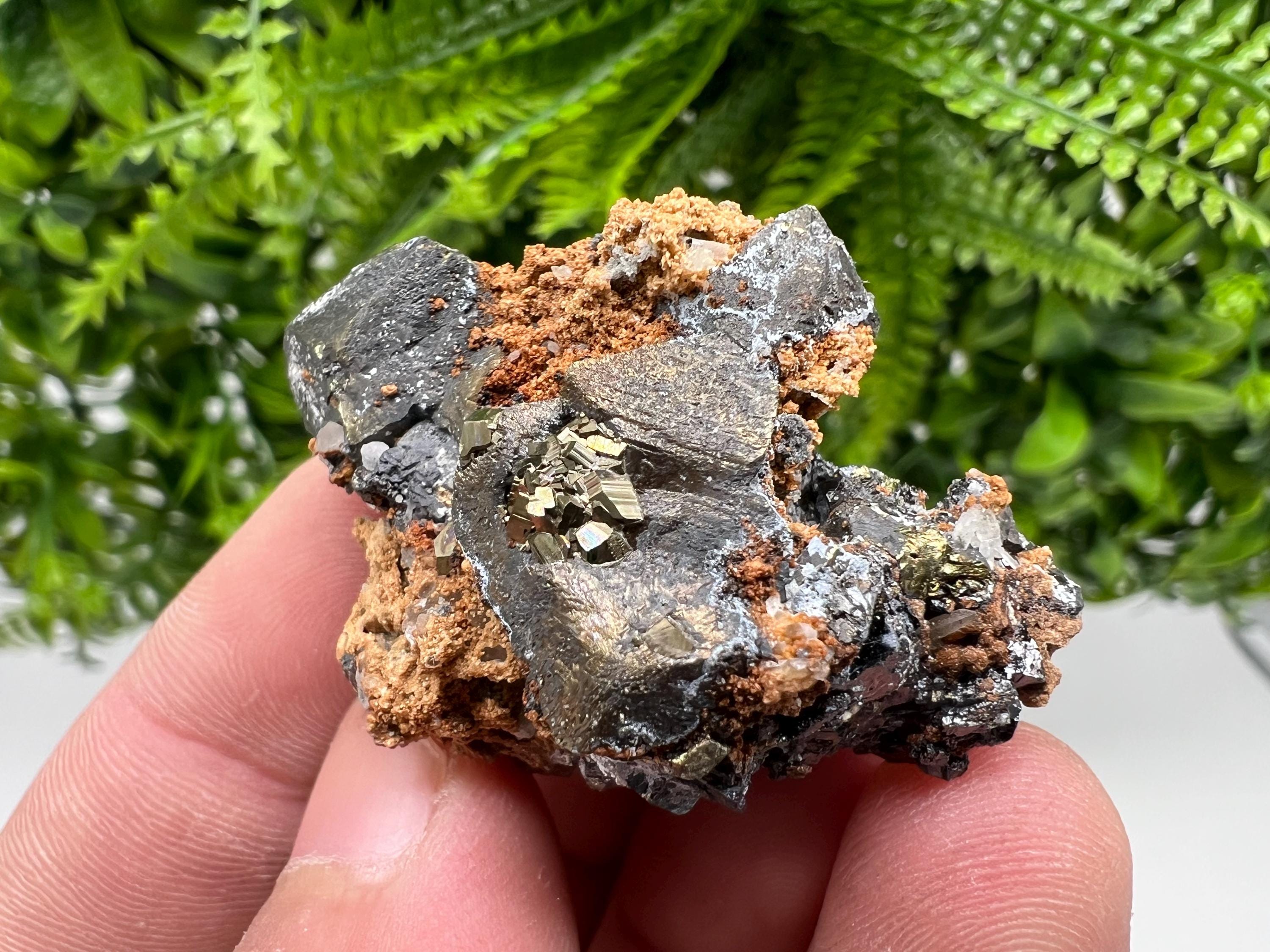 Chalcopyrite with Hematite on Siderite, Bulgaria Mineral Specimen