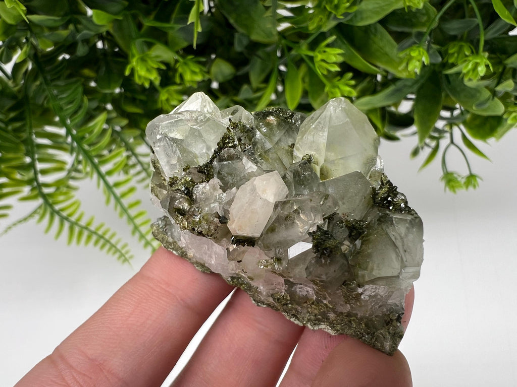 Green Epidote with Quartz Crystals - Extremely Sparkly with Rainbows,souvenirs collection stone,gift,decor, Eastern Anatolian, Turkey